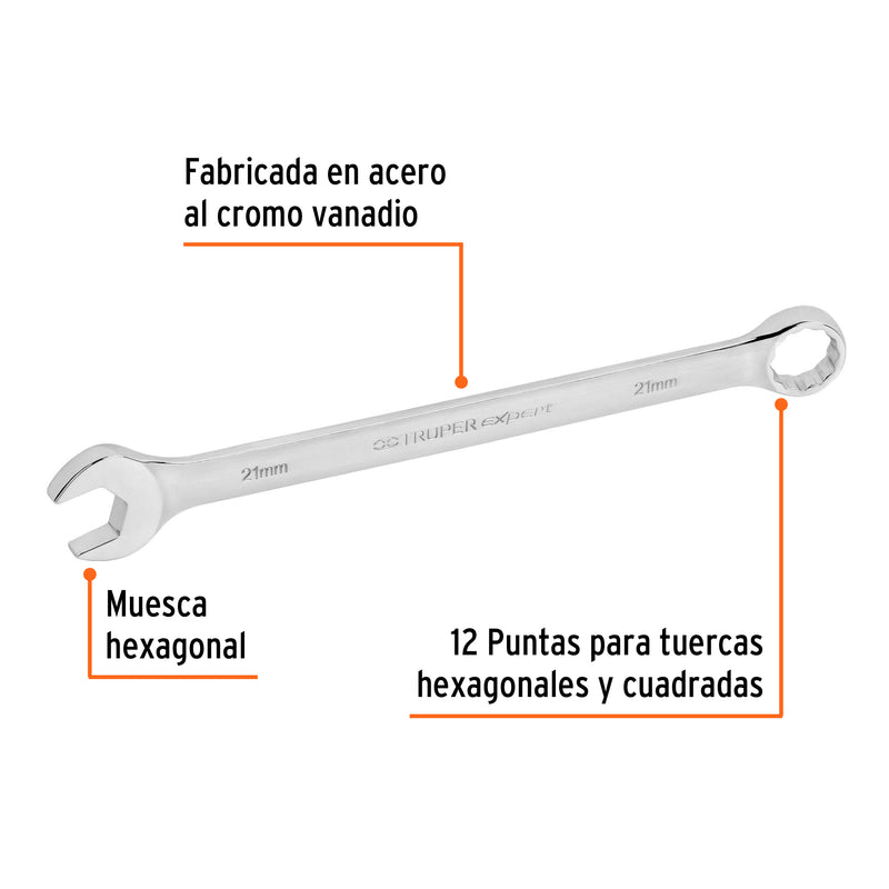 Llave combinada, extralarga, milimétrica, 21 x 298 mm