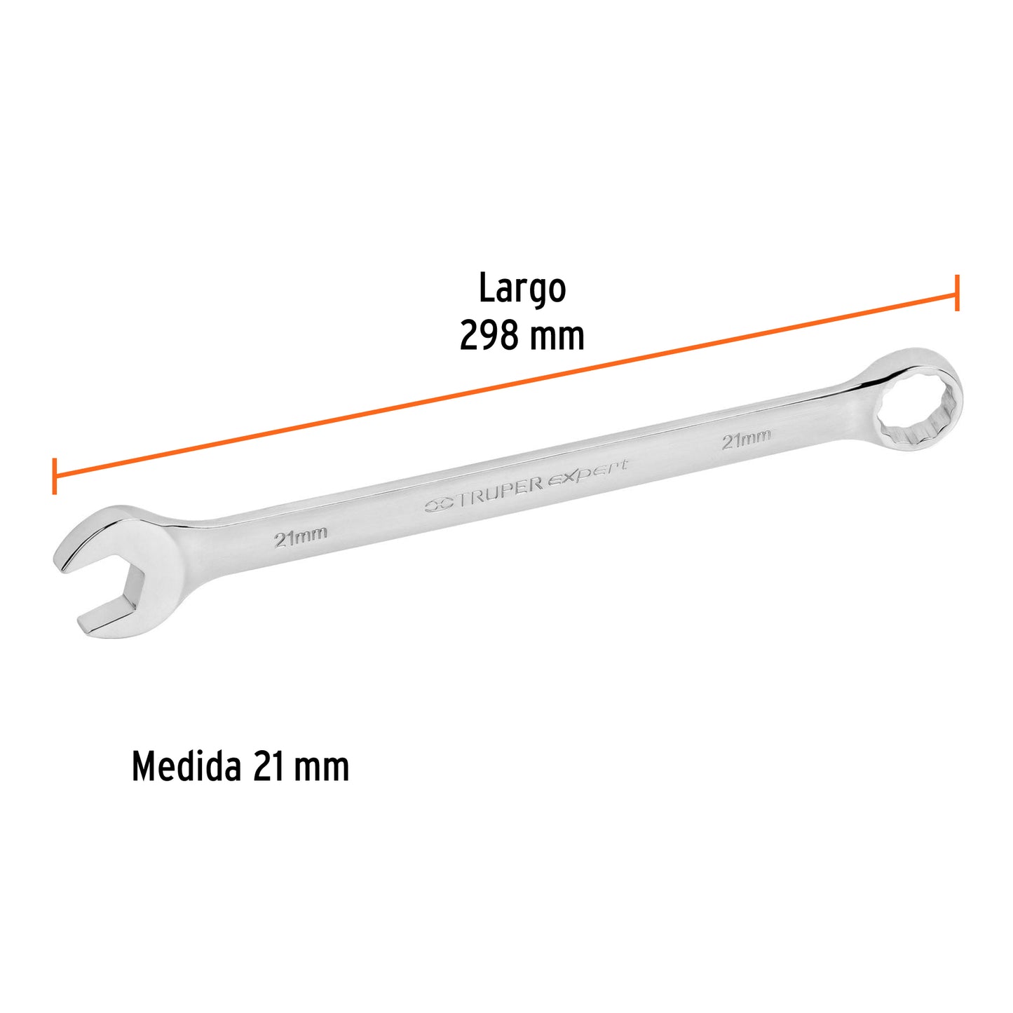 Llave combinada, extralarga, milimétrica, 21 x 298 mm