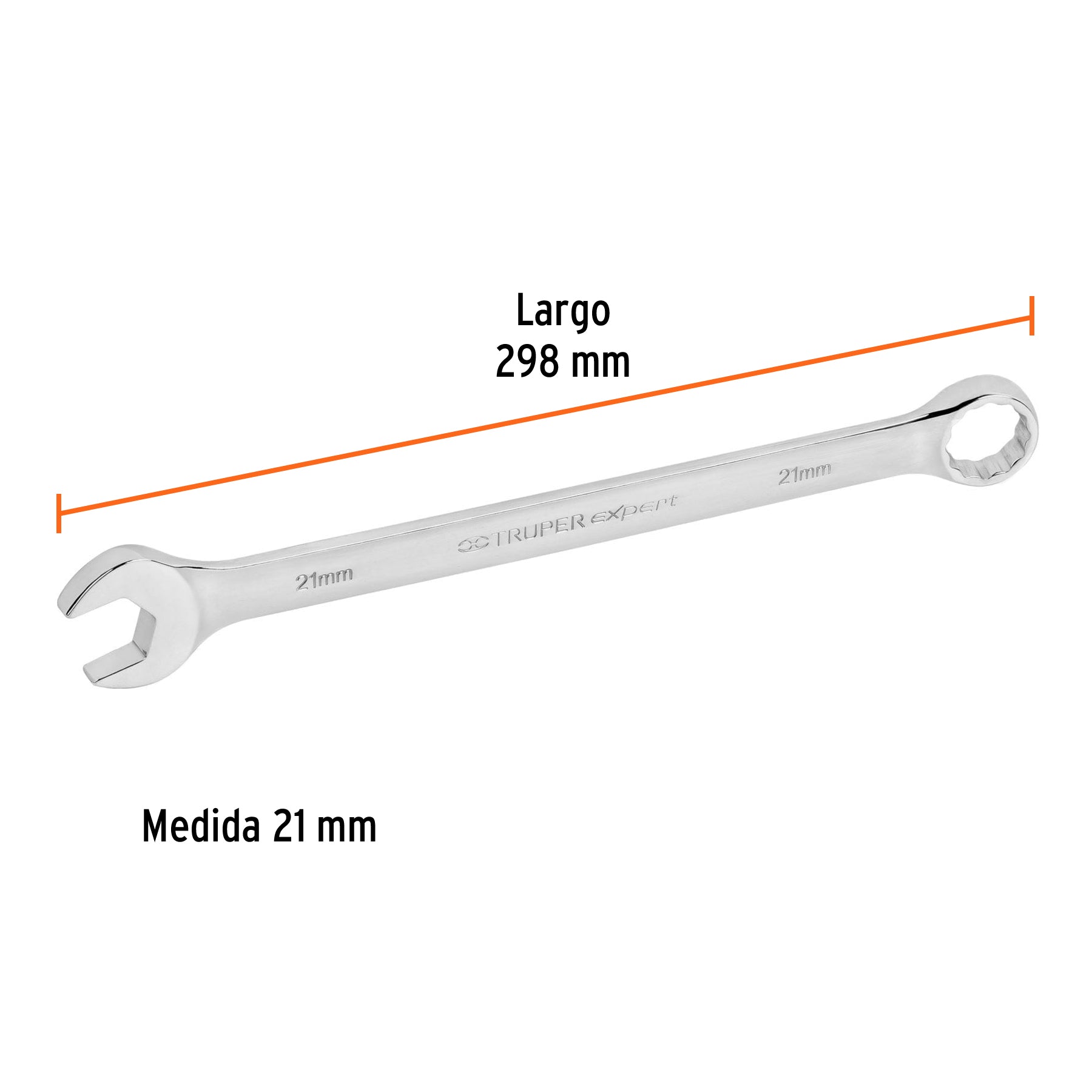 Llave combinada, extralarga, milimétrica, 21 x 298 mm