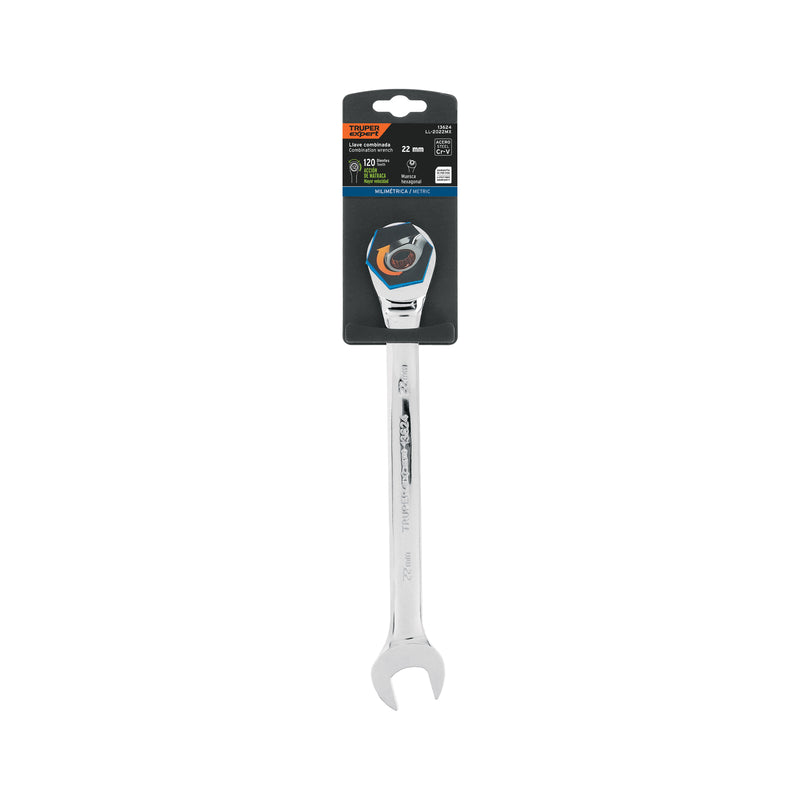 Llave combinada con matraca, 22 x 279 mm, Truper Expert