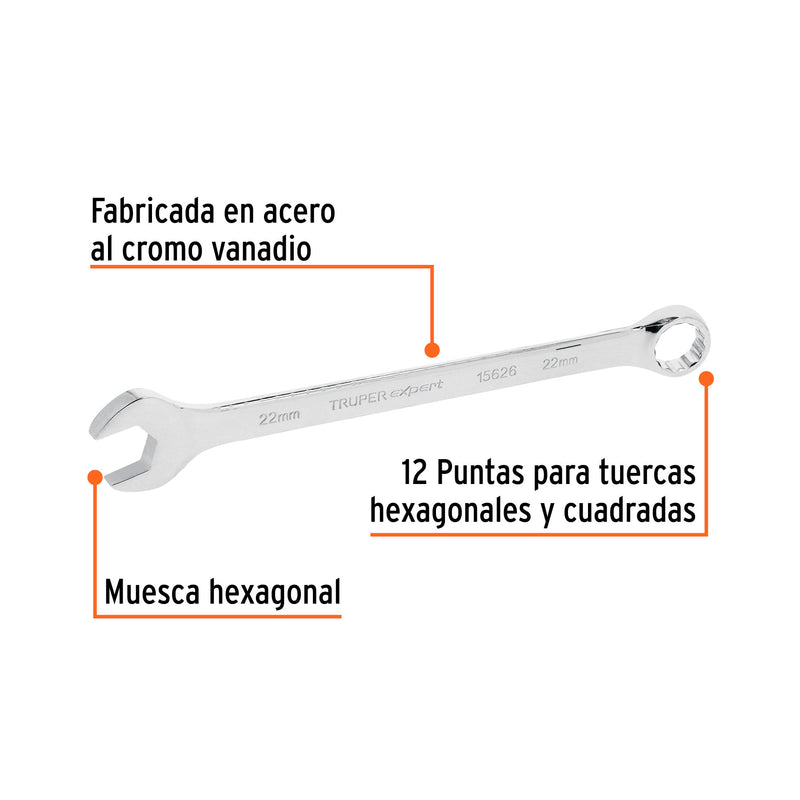 Llave combinada, extralarga, milimétrica, 22 x 316 mm