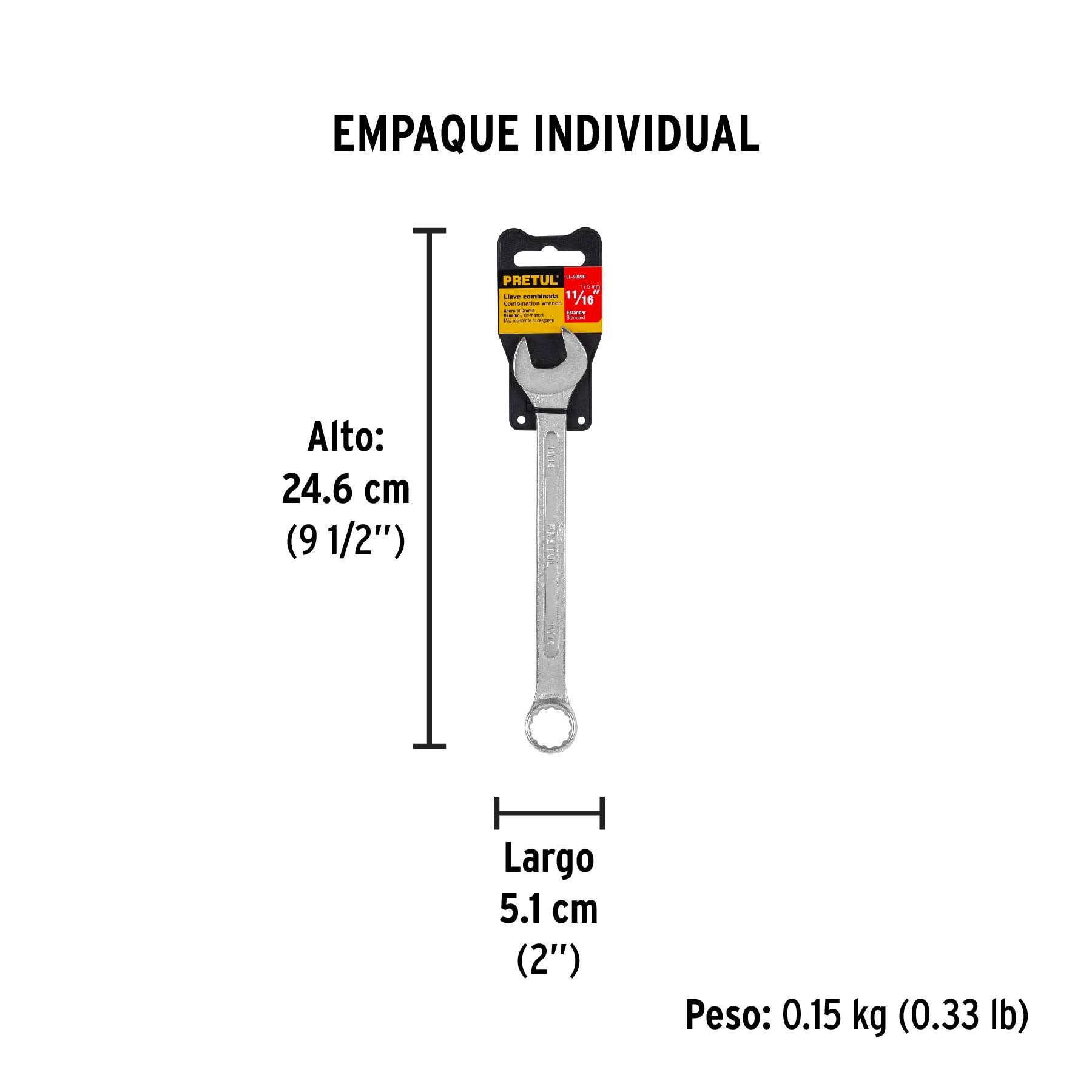Llave combinada 11/16" x 210 mm, pretul