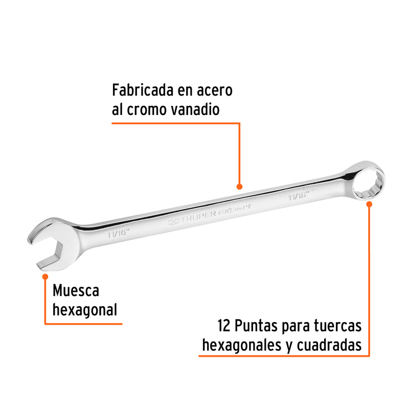 Llave combinada, extralarga, 11/16" x 259 mm