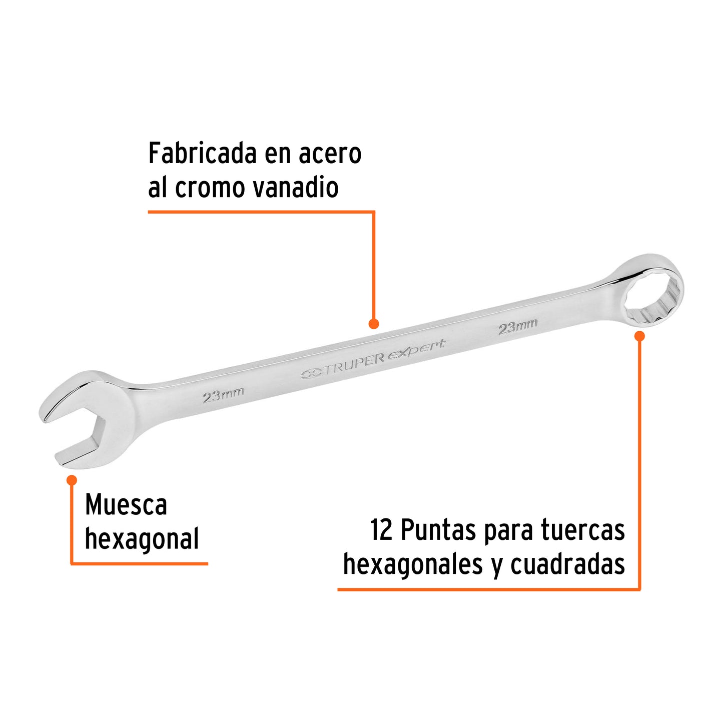 Llave combinada, extralarga, milimétrica, 23 x 316 mm