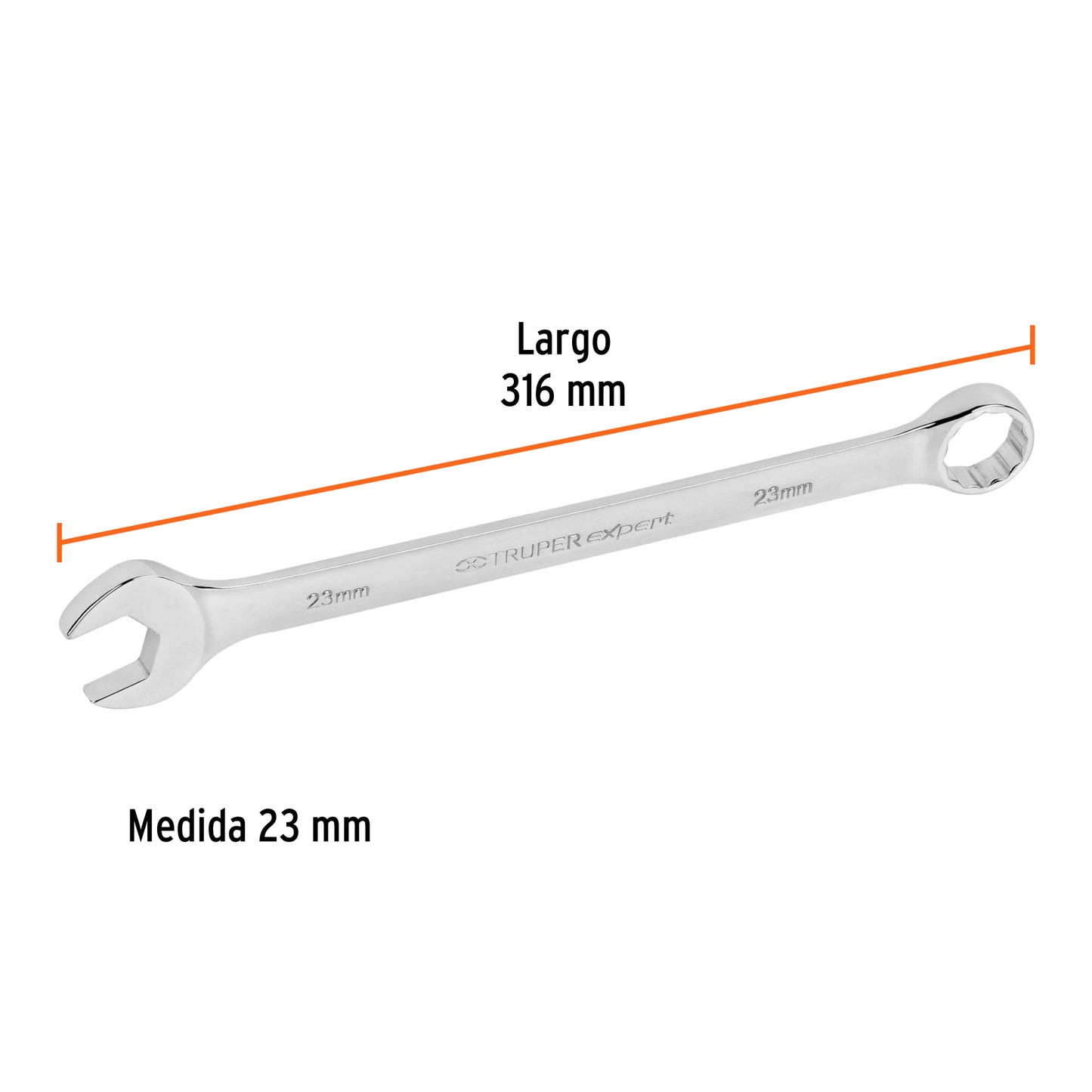 Llave combinada, extralarga, milimétrica, 23 x 316 mm