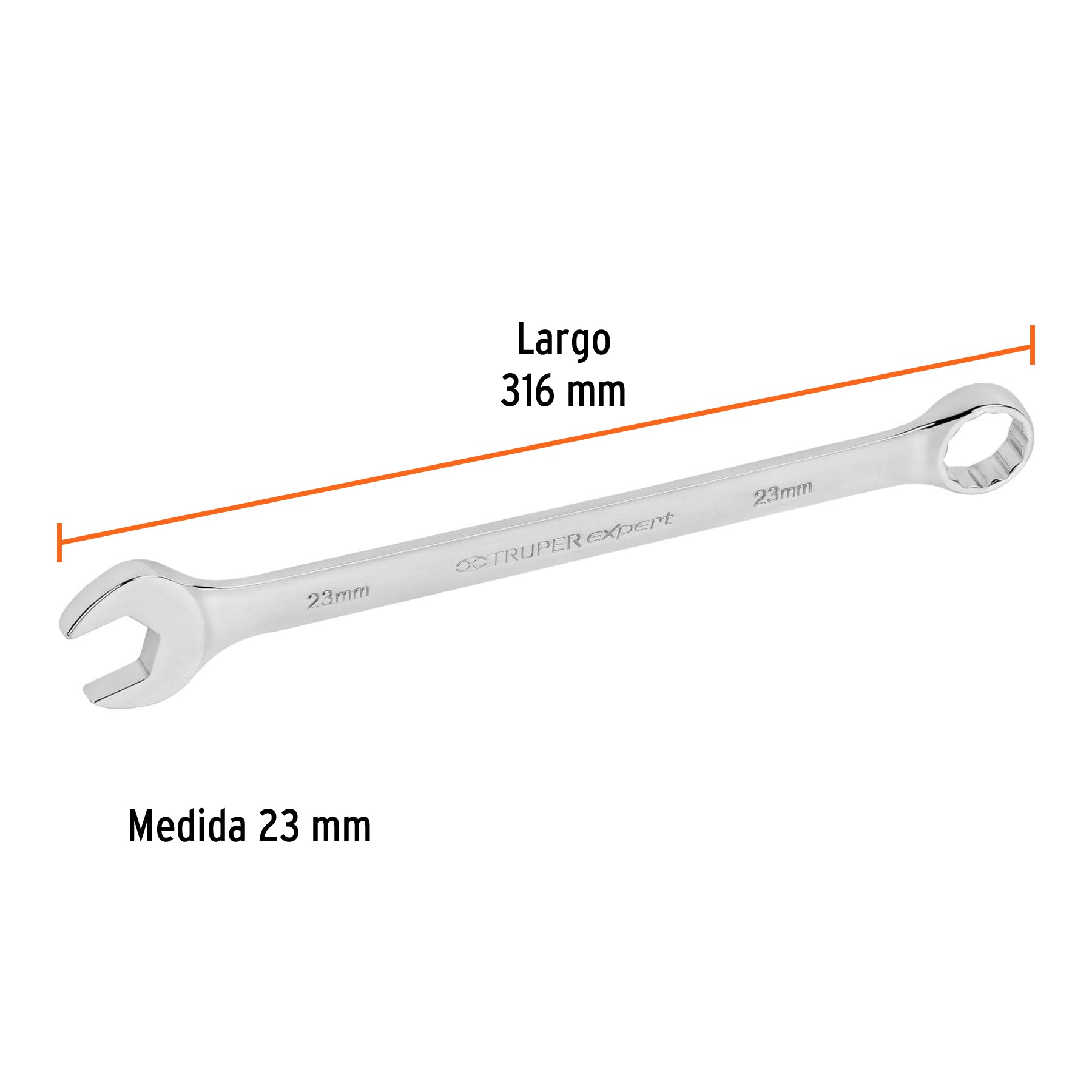Llave combinada, extralarga, milimétrica, 23 x 316 mm