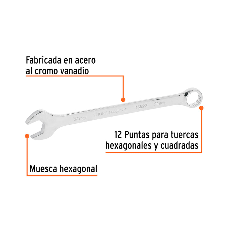 Llave combinada, extralarga, milimétrica, 24 x 336 mm