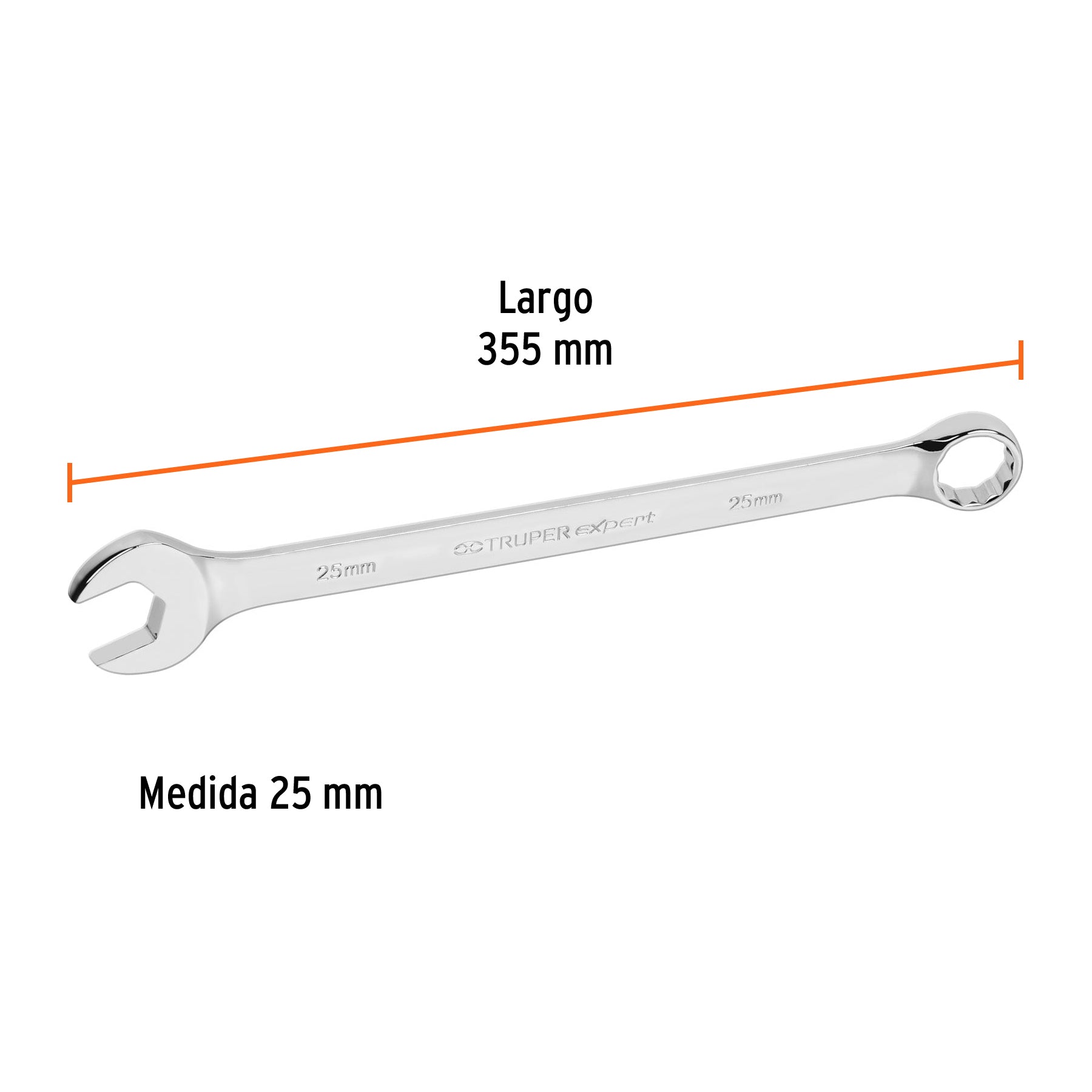Llave combinada, extralarga, milimétrica, 25 x 355 mm