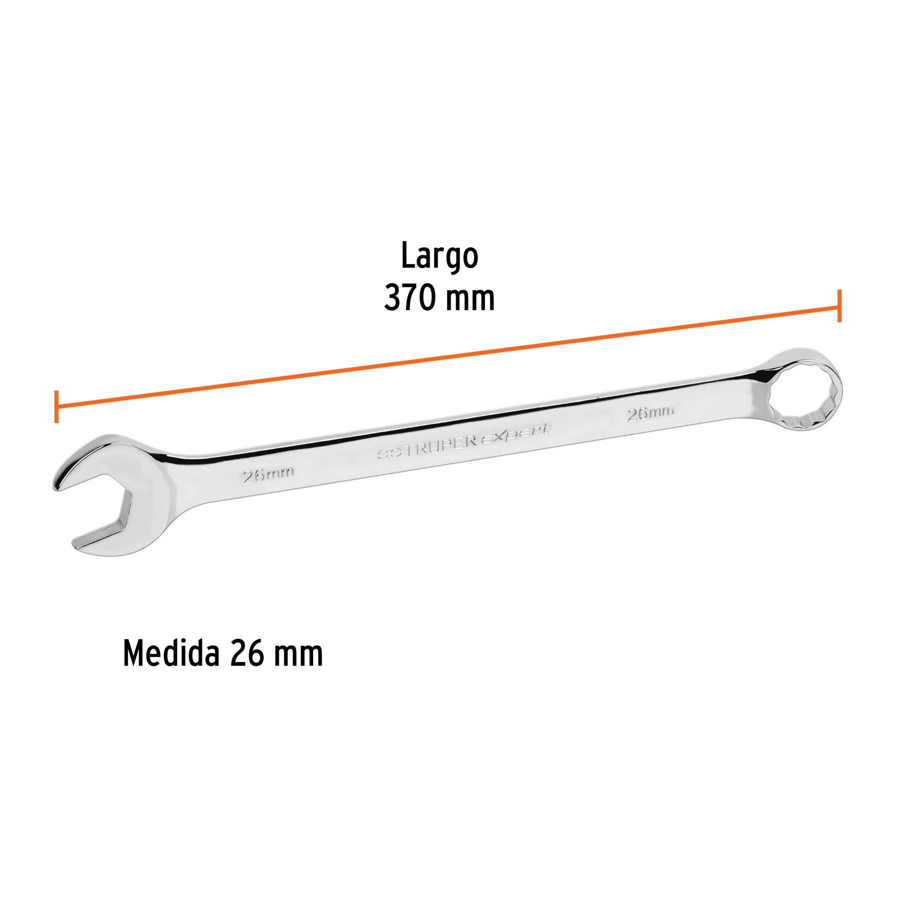 Llave combinada, extralarga, milimétrica, 26 x 370 mm