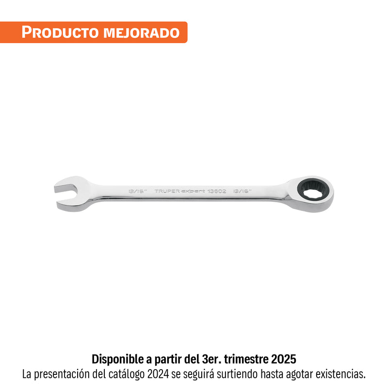 Llave combinada con matraca, 13/16" x 281 mm, Truper Expert