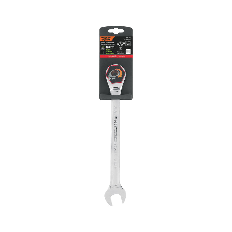 Llave combinada con matraca, 13/16" x 281 mm, Truper Expert