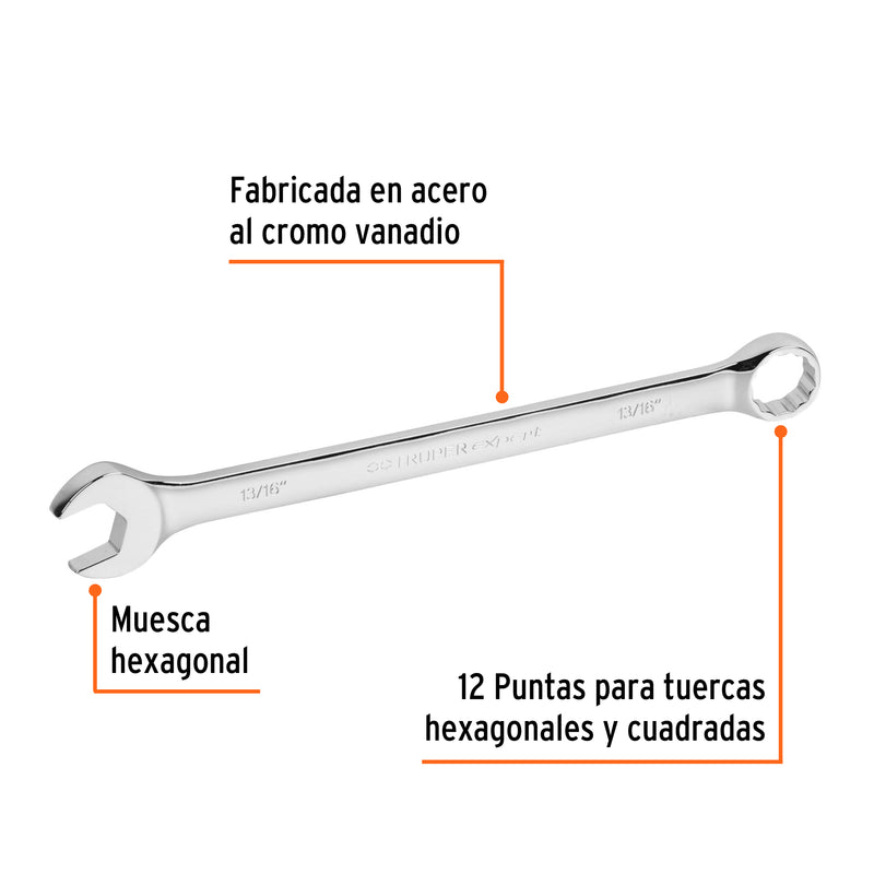 Llave combinada, extralarga, 13/16" x 298 mm