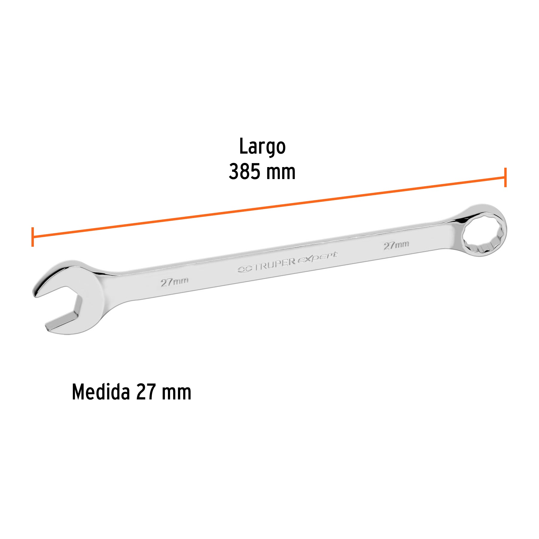 Llave combinada, extralarga, milimétrica, 27 x 385 mm