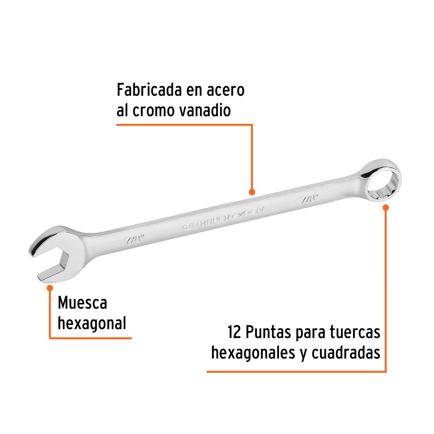 Llave combinada, extralarga, 7/8" x 316 mm