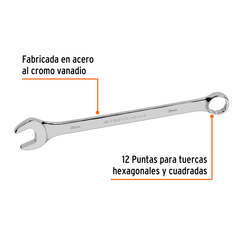 Llave combinada, extralarga, milimétrica, 30 x 390 mm