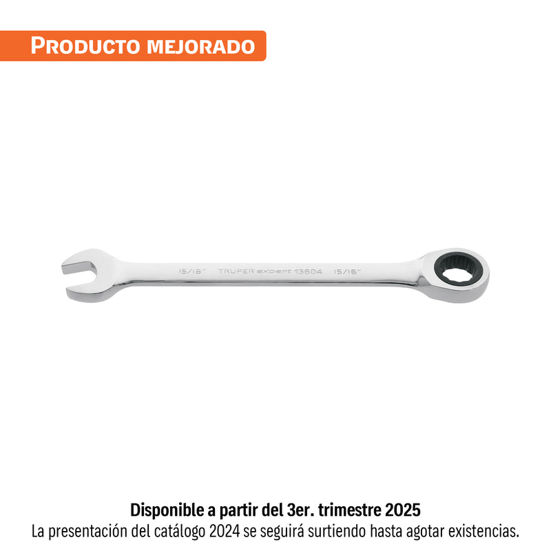Llave combinada con matraca, 15/16" x 325 mm, Truper Expert