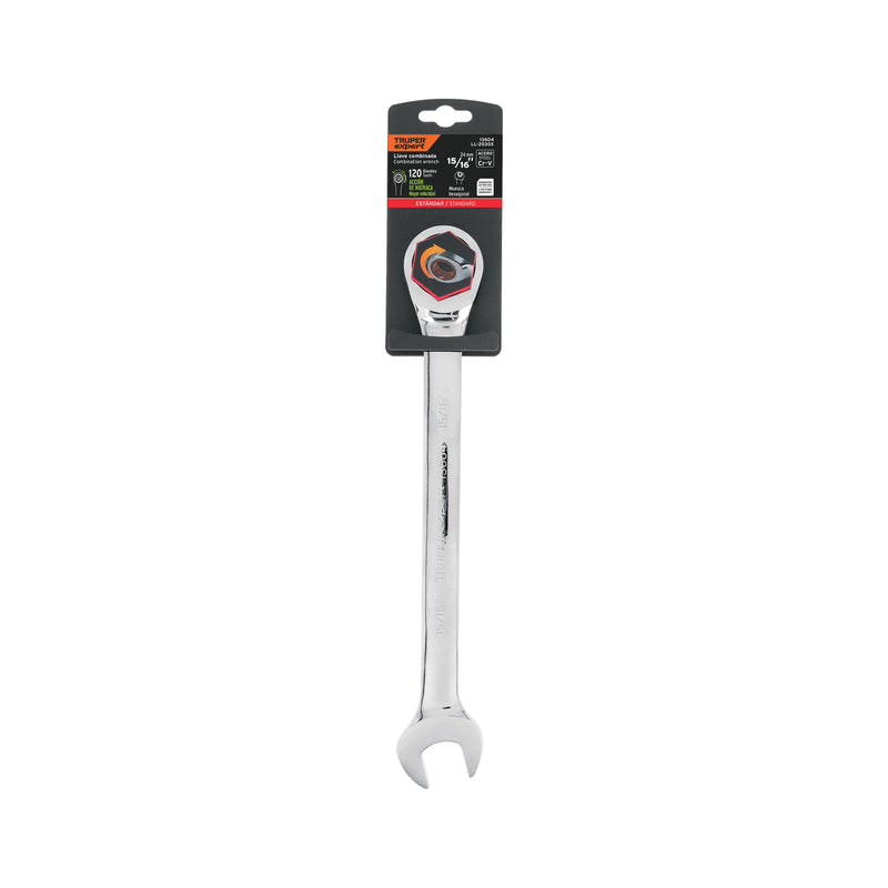Llave combinada con matraca, 15/16" x 325 mm, Truper Expert