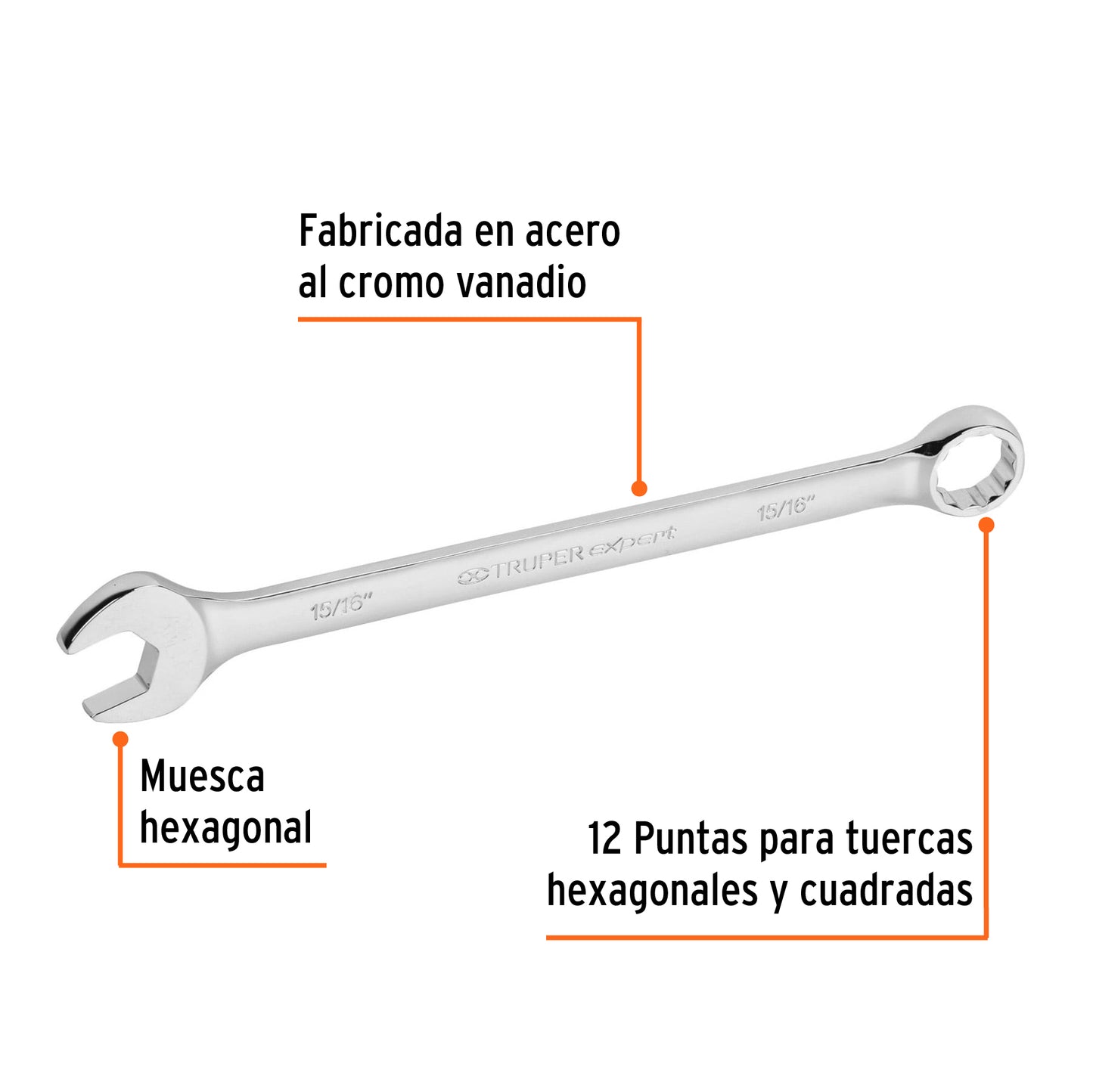 Llave combinada, extralarga, 15/16" x 336 mm