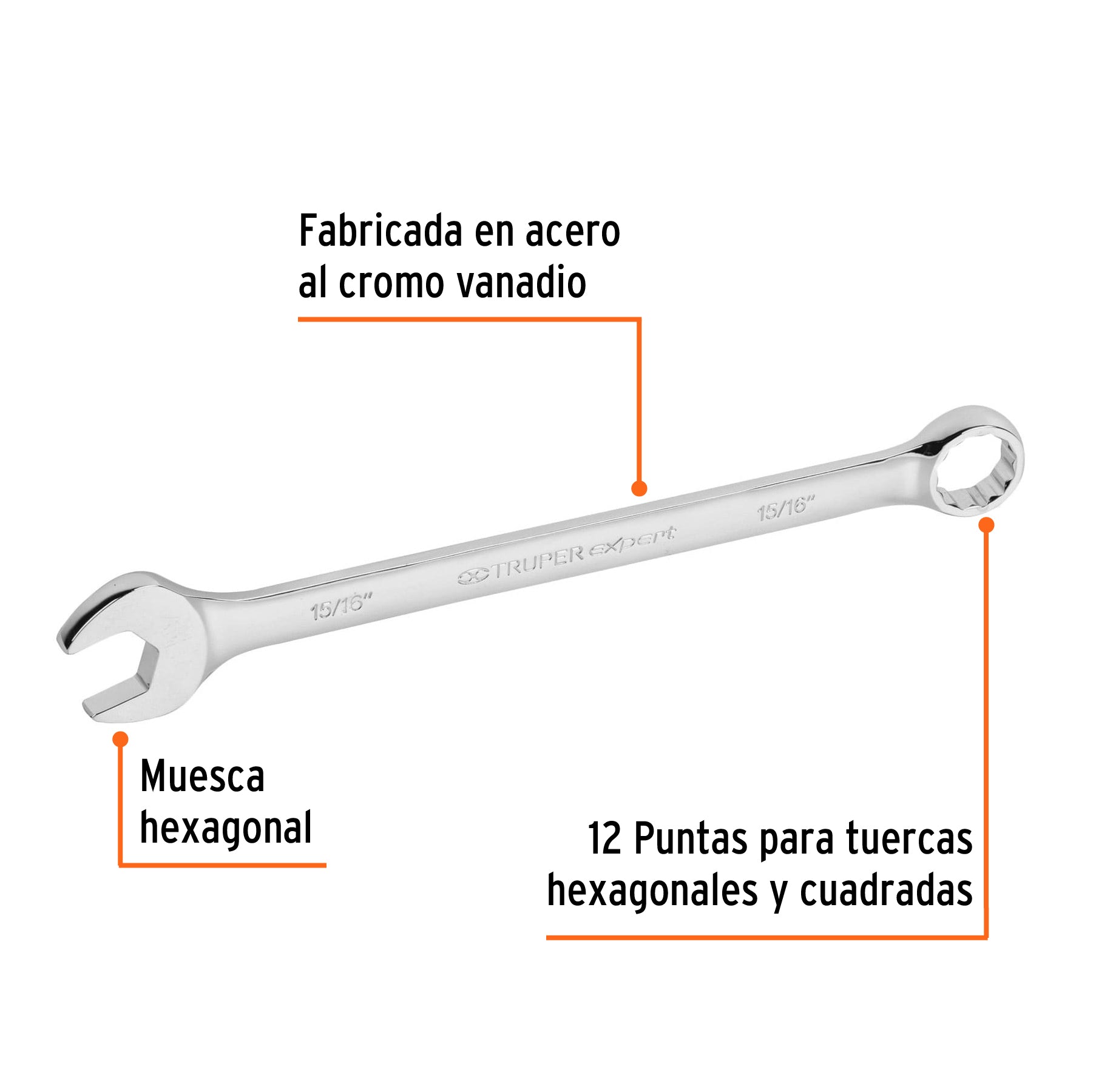 Llave combinada, extralarga, 15/16" x 336 mm