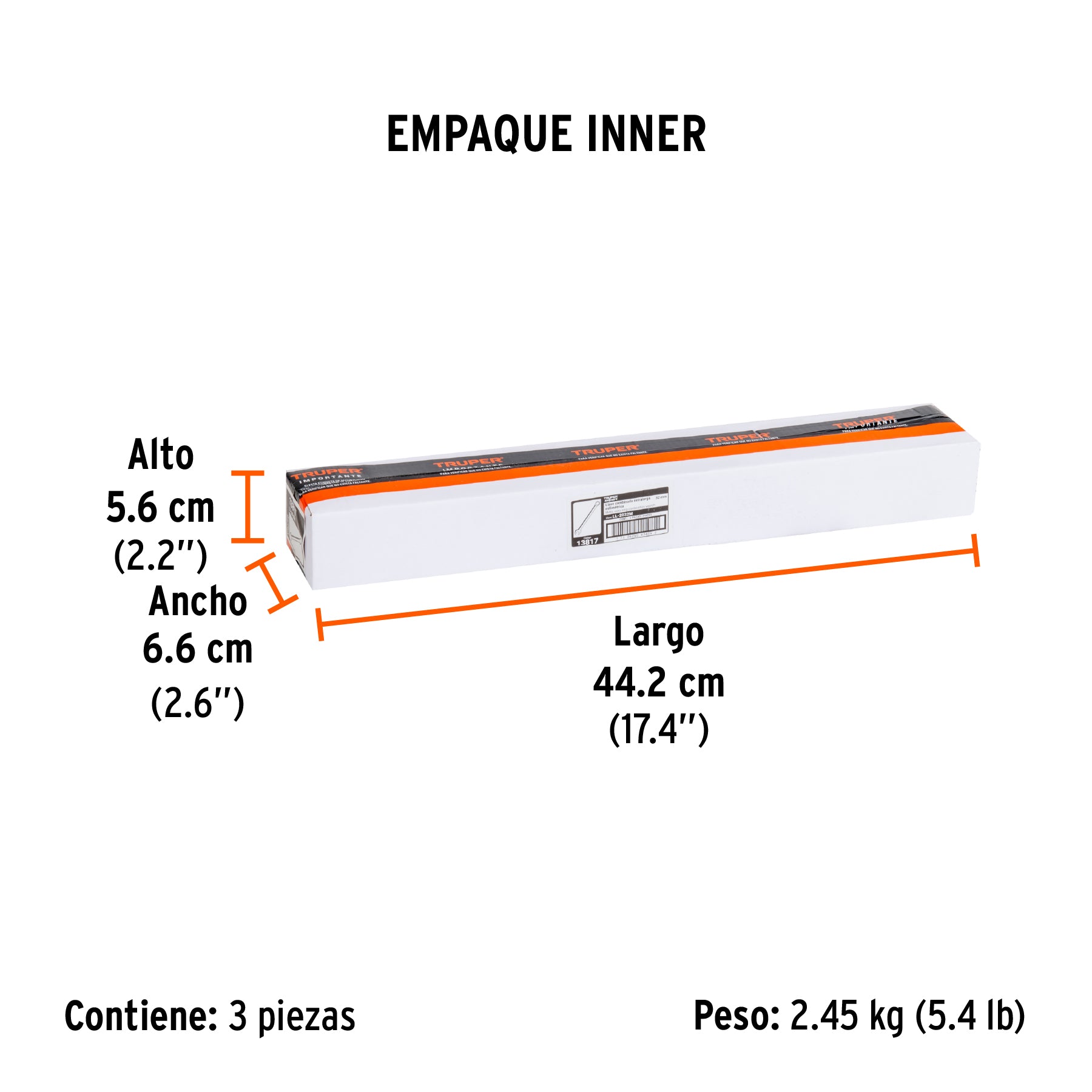Llave combinada, extralarga, milimétrica, 32 x 425 mm