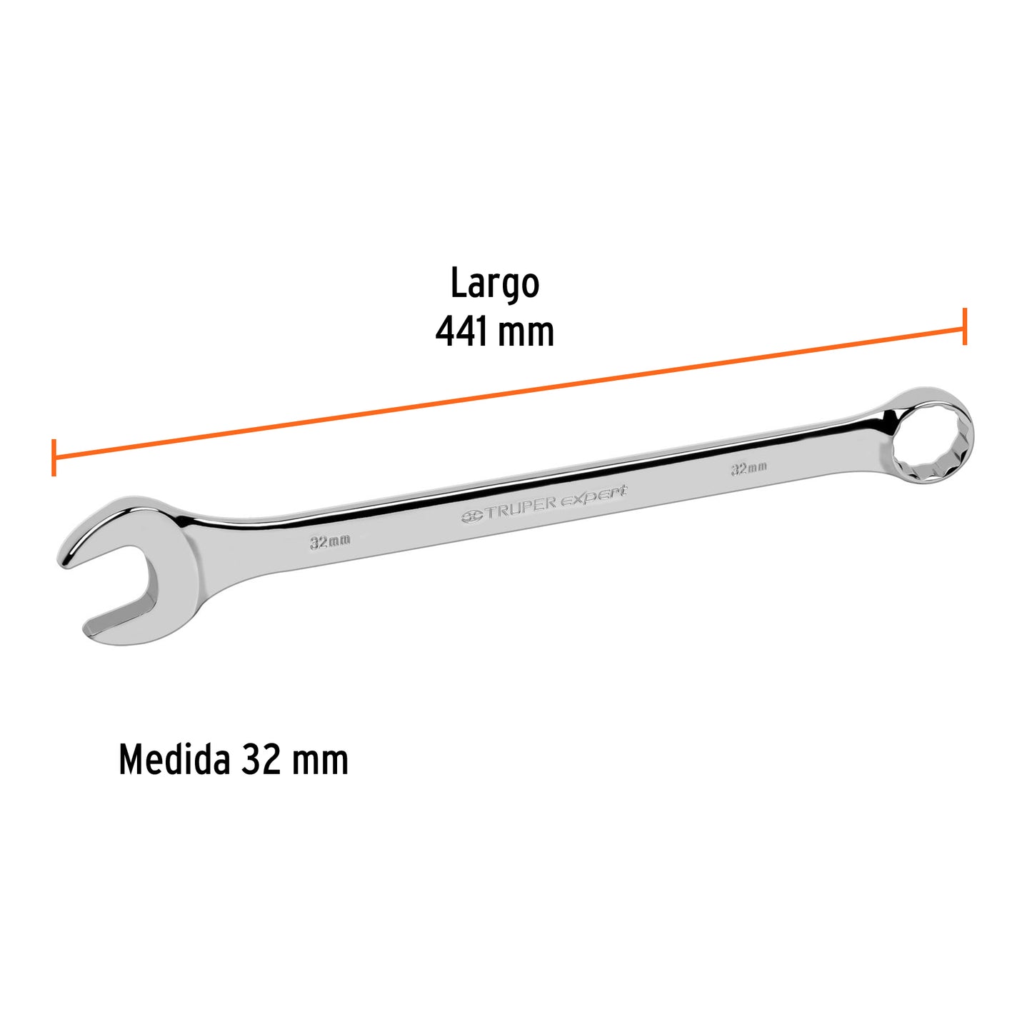 Llave combinada, extralarga, milimétrica, 32 x 425 mm