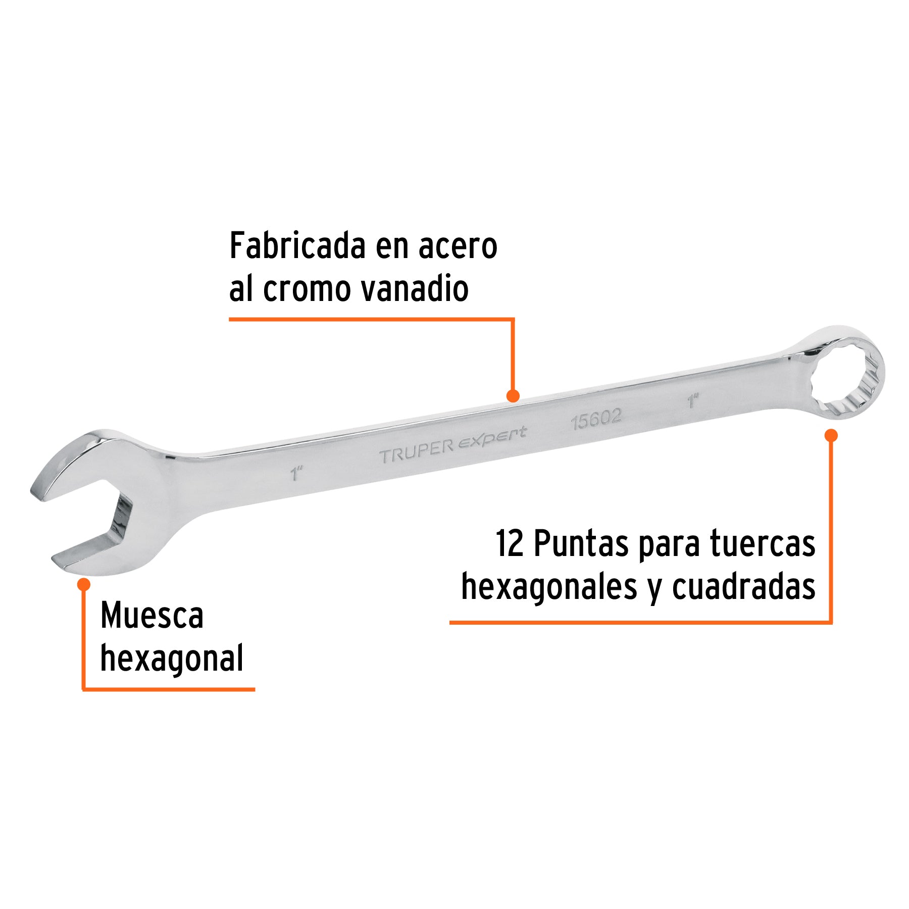 Llave combinada, extralarga, 1" x 355 mm