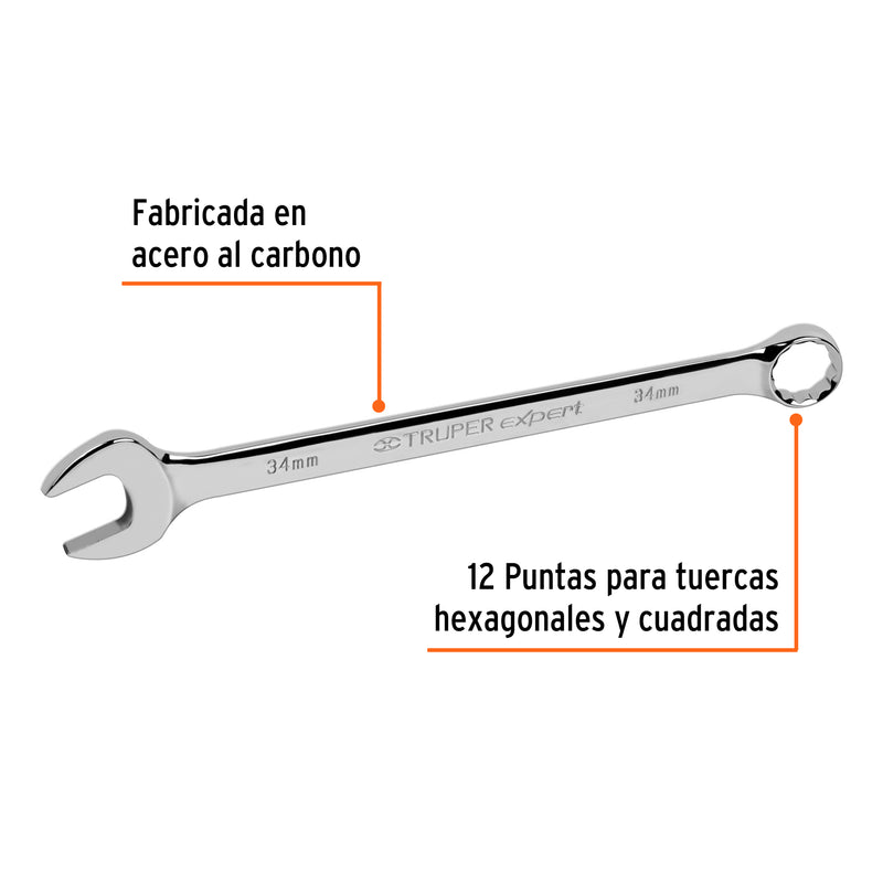 Llave combinada, extralarga, milimétrica, 34 x 465 mm