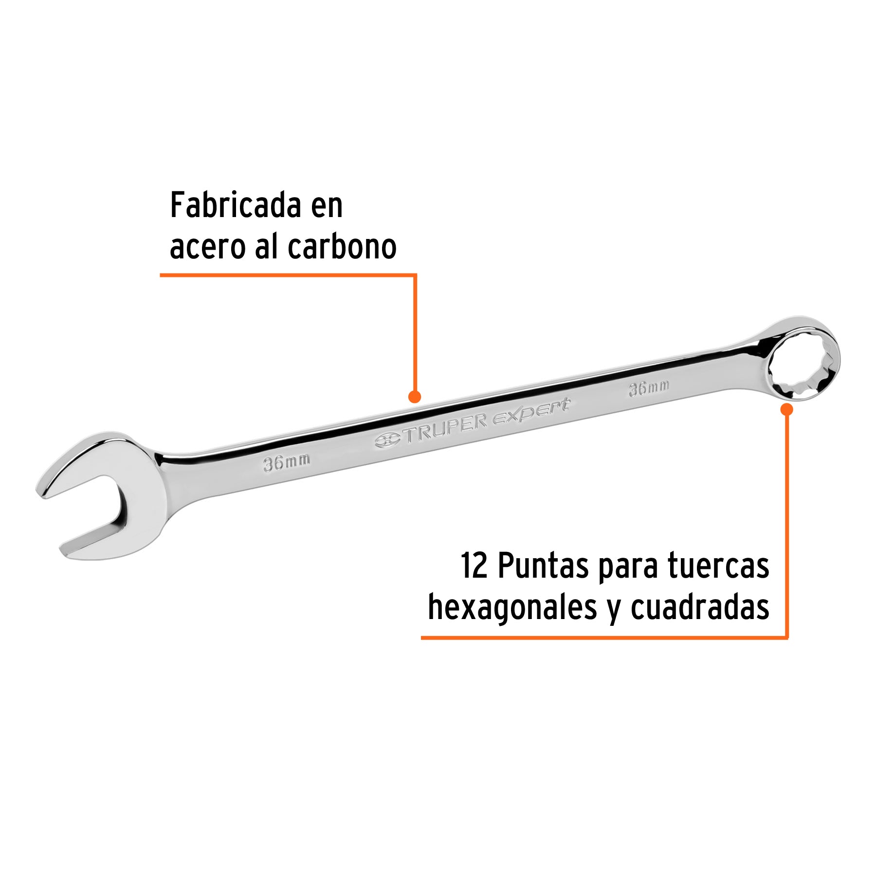 Llave combinada, extralarga, milimétrica, 36 x 505 mm