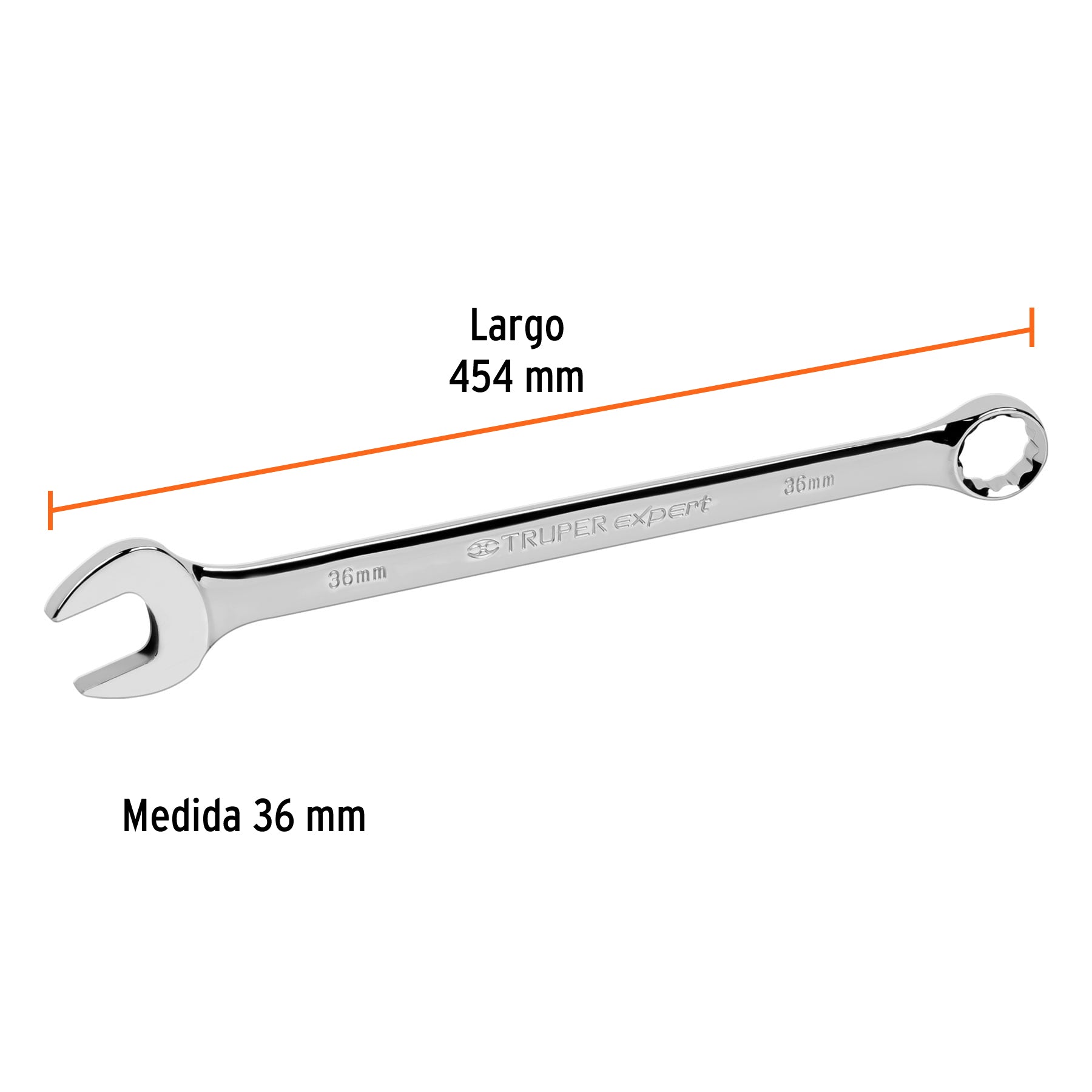 Llave combinada, extralarga, milimétrica, 36 x 505 mm