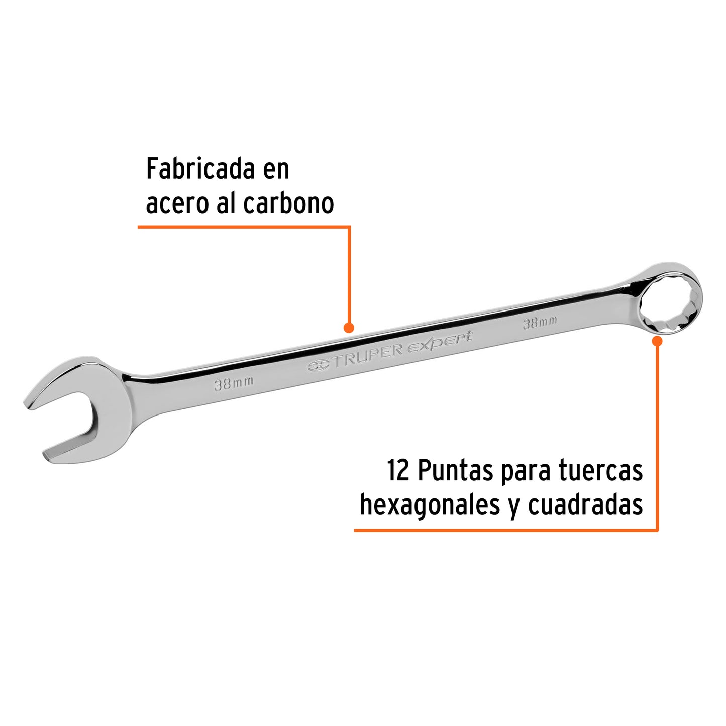 Llave combinada, extralarga, milimétrica, 38 x 510 mm