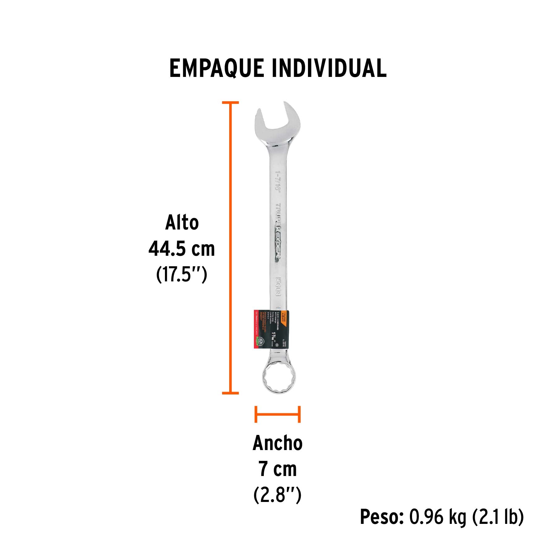 Llave combinada, extralarga, 1-7/16" x 508 mm