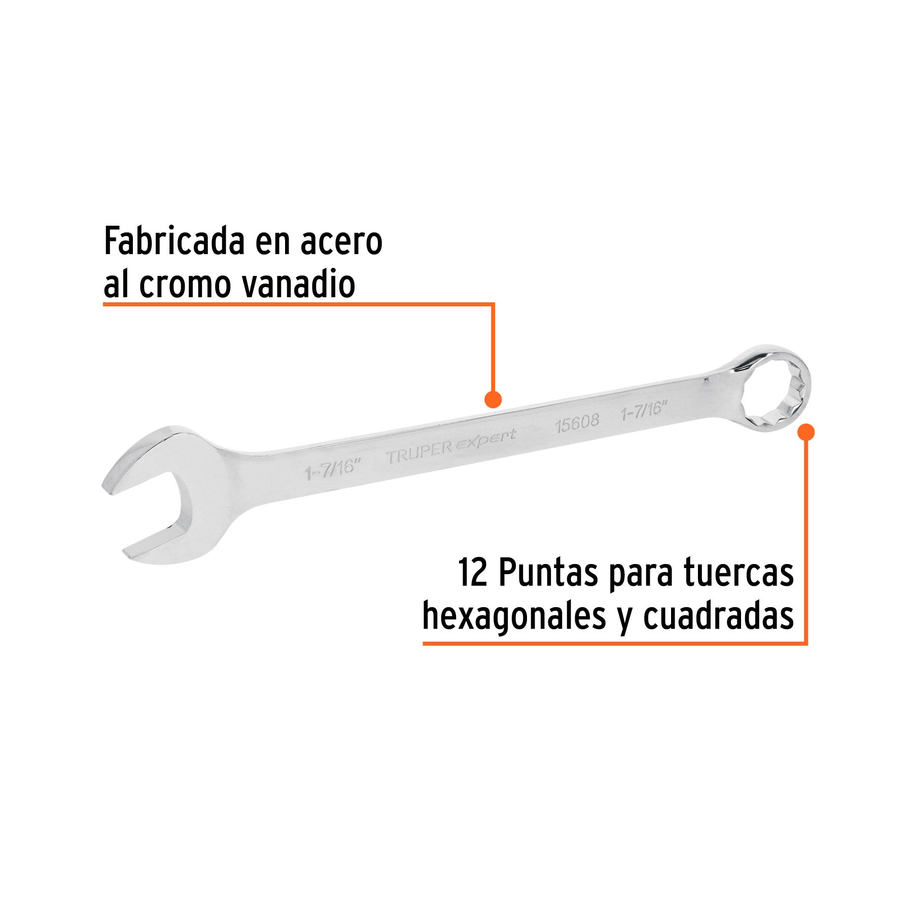 Llave combinada, extralarga, 1-7/16" x 508 mm
