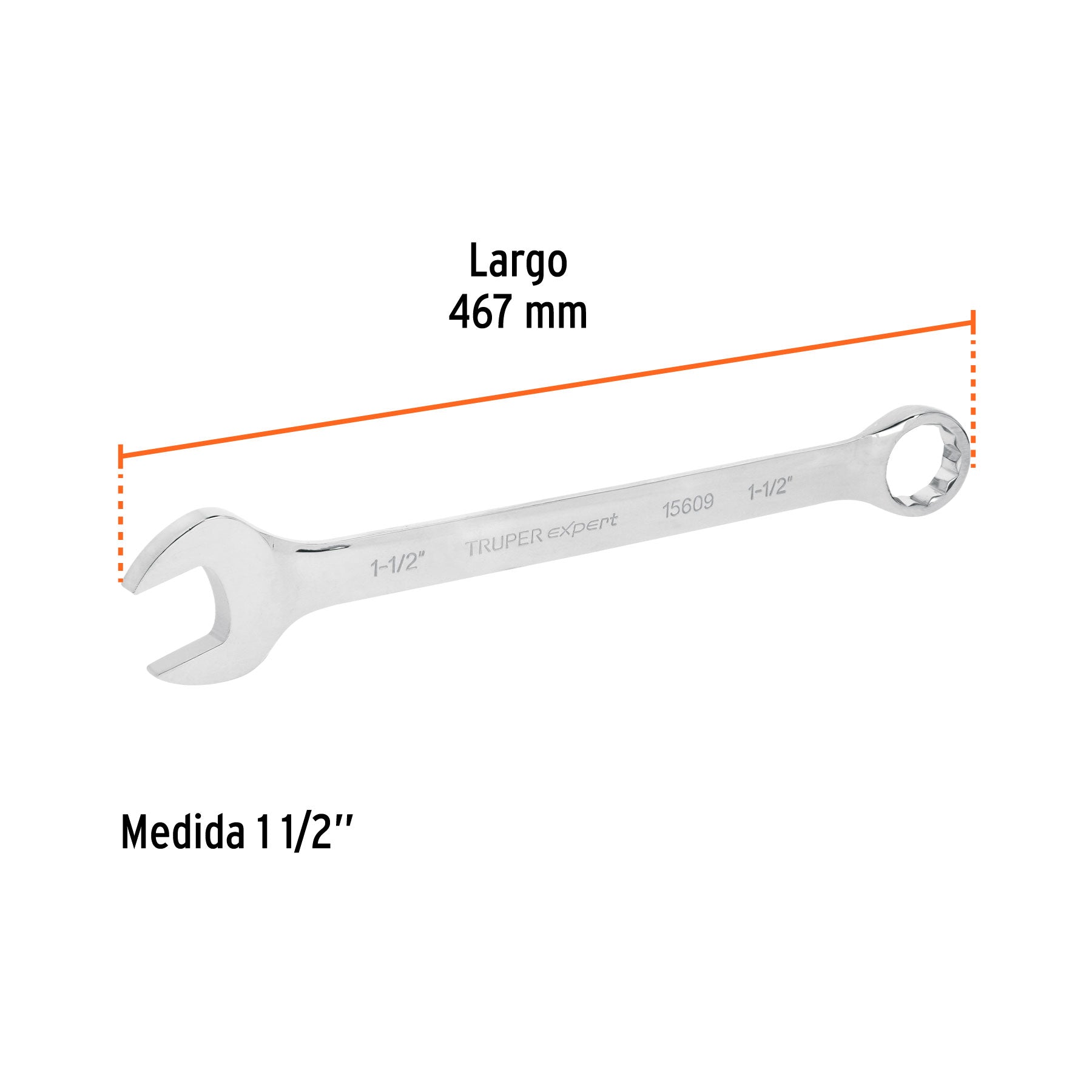 Llave combinada, extralarga, 1-1/2" x 508 mm