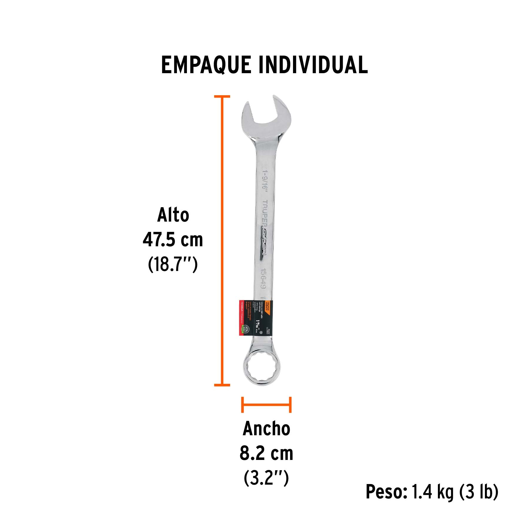 Llave combinada, extralarga, 1-9/16" x 548 mm
