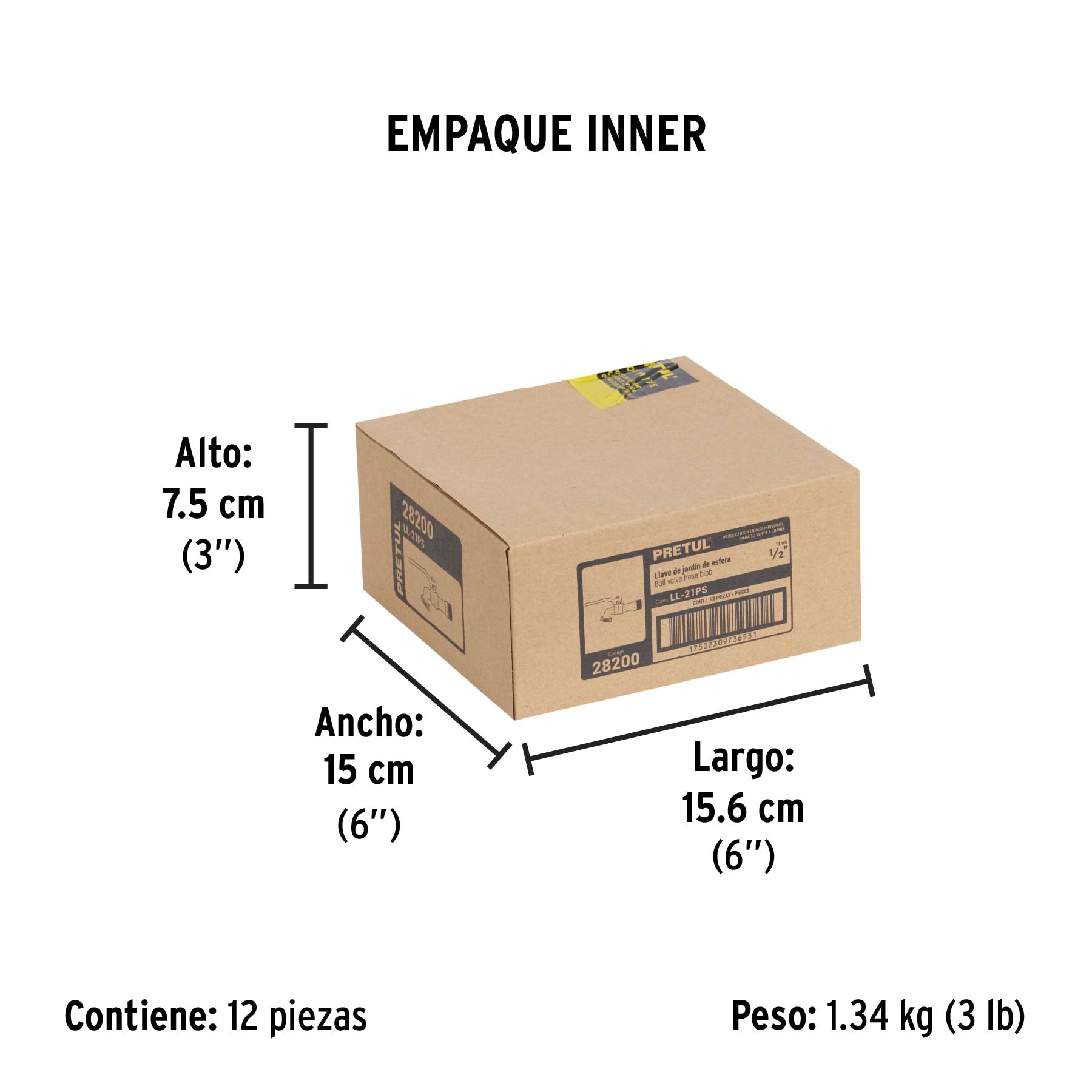 Llave de esfera de zinc 1/2', 110 g, s/adaptador, Pretul