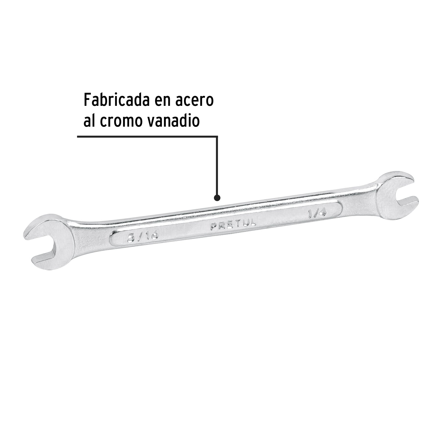 Llave española, 1/4 x 5/16" x 122 mm, pretul
