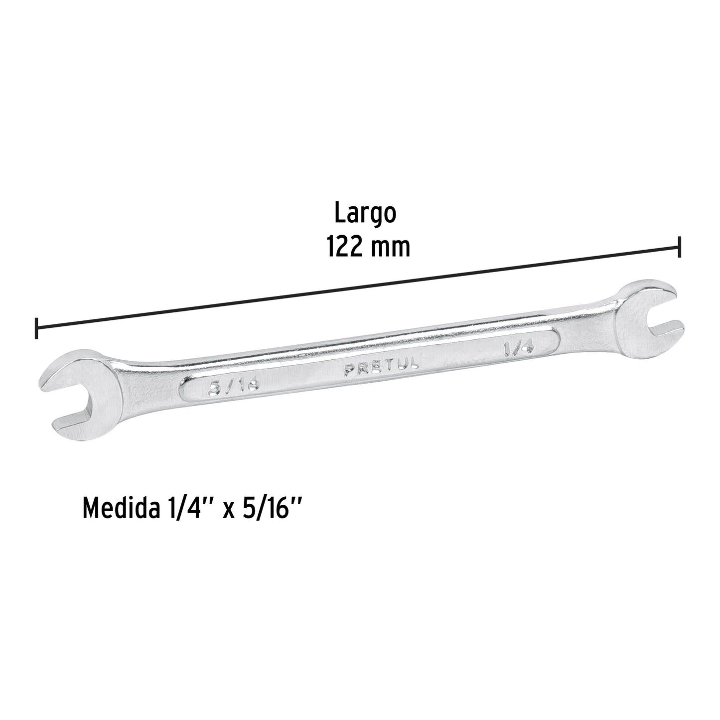 Llave española, 1/4 x 5/16" x 122 mm, pretul