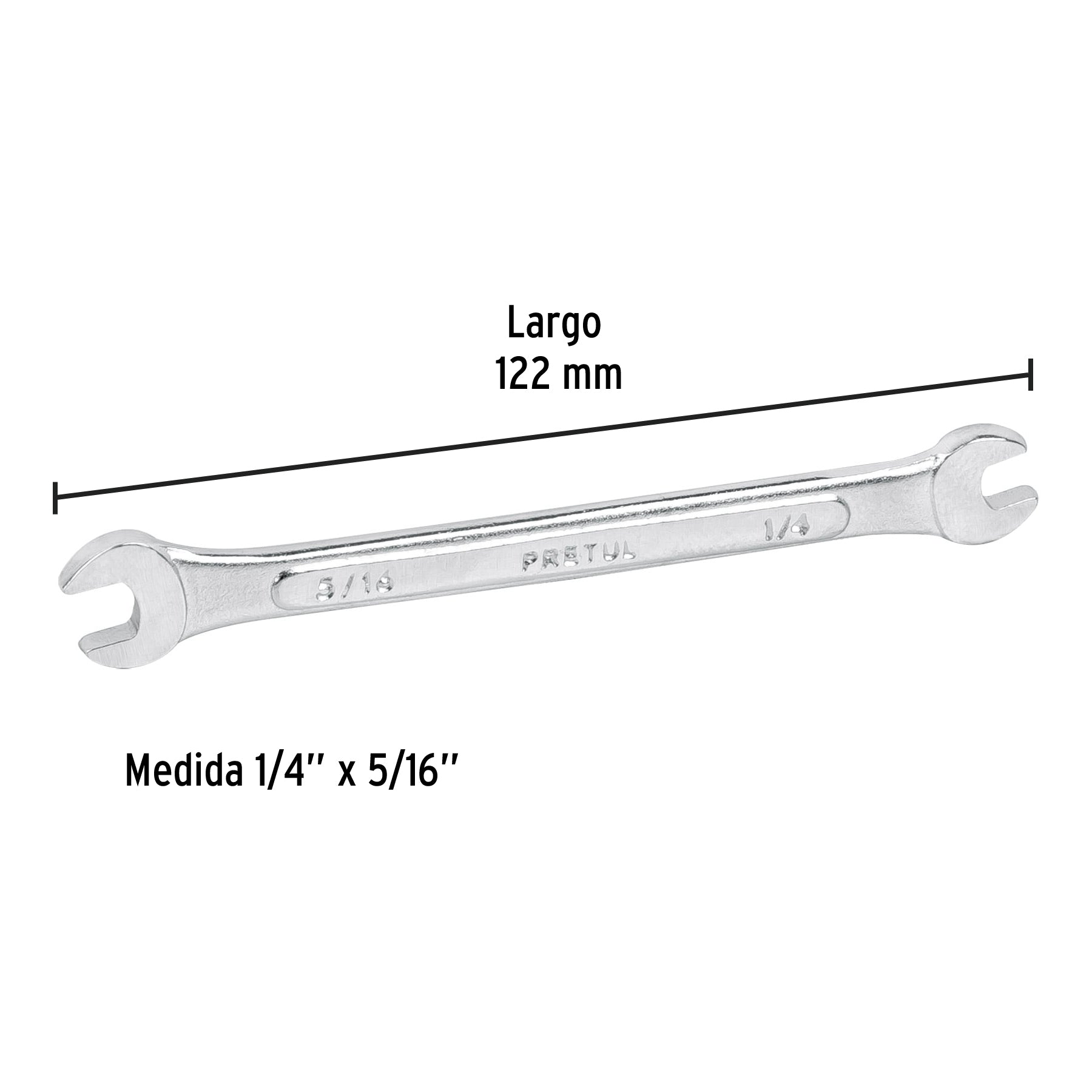 Llave española, 1/4 x 5/16" x 122 mm, pretul