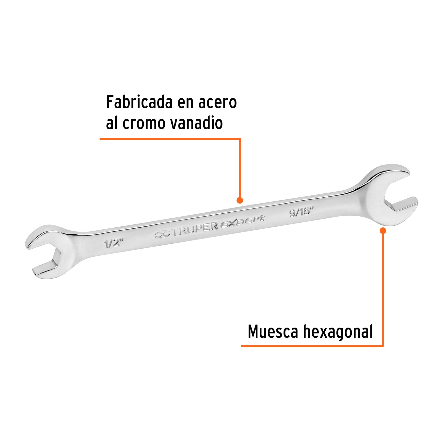 Llave española, 1/2 x 9/16" x 162 mm