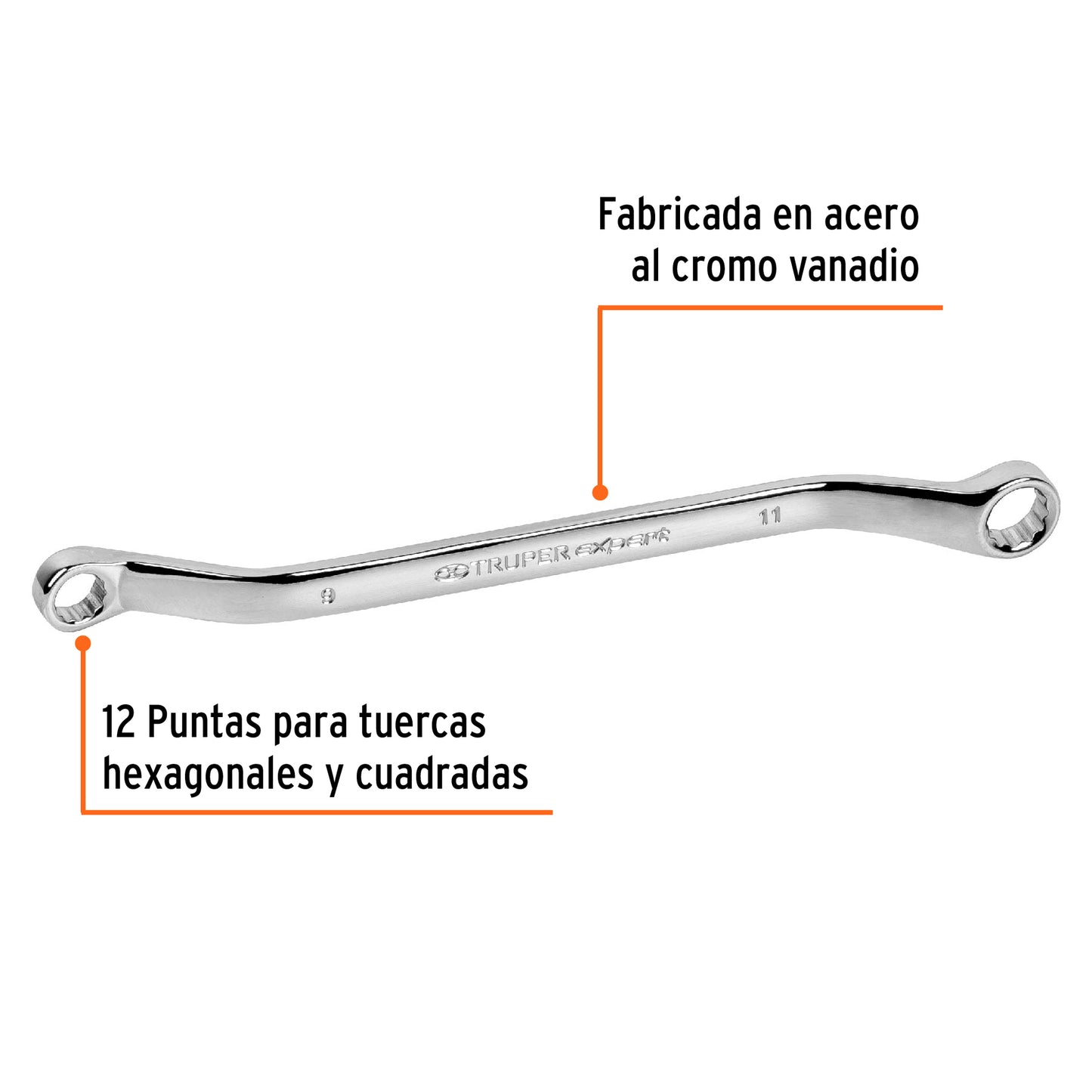 Llave de estrías, milimétrica, 9 x 11 x 181 mm