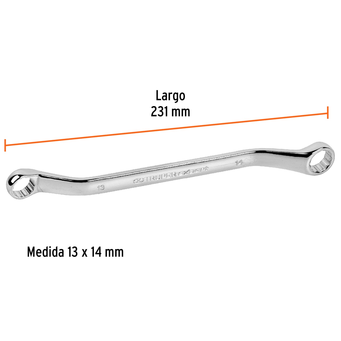 Llave de estrías, milimétrica, 13 x 14 x 231 mm