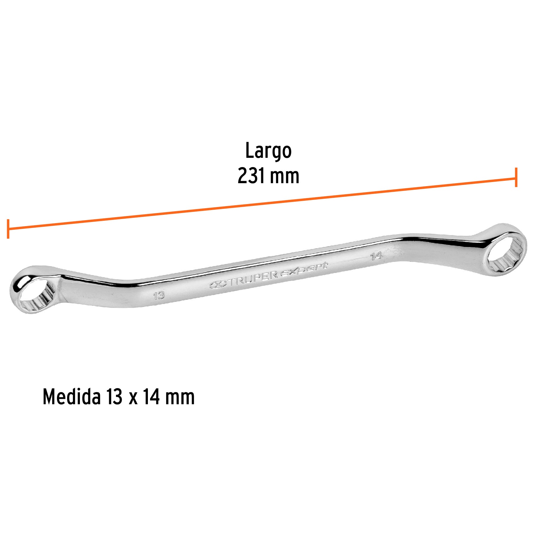 Llave de estrías, milimétrica, 13 x 14 x 231 mm
