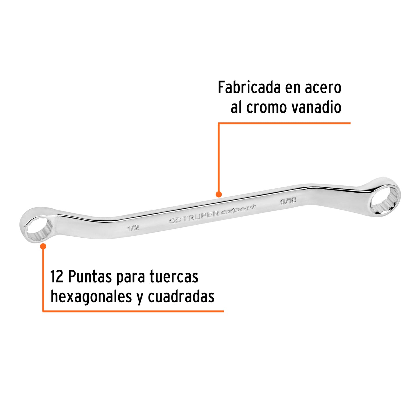 Llave de estrías, 1/2 x 9/16" x 205 mm
