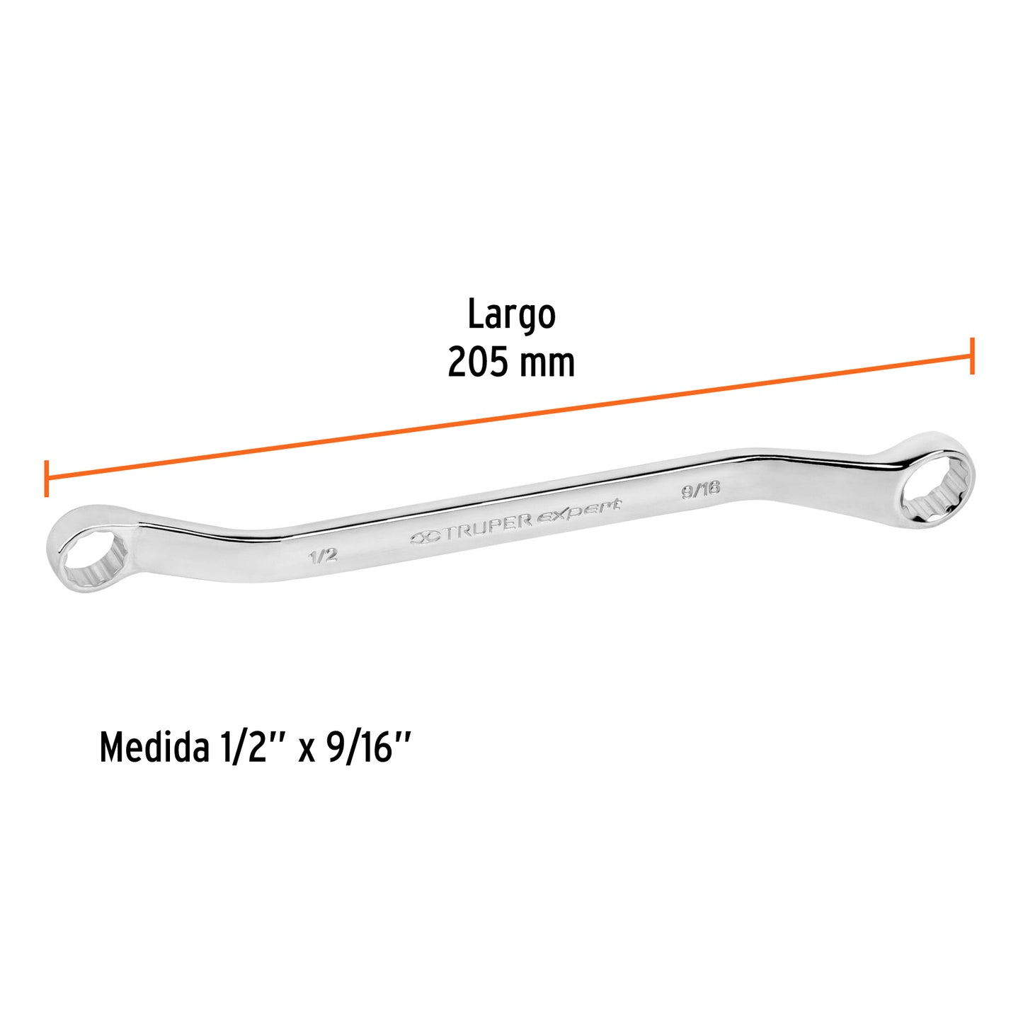 Llave de estrías, 1/2 x 9/16" x 205 mm
