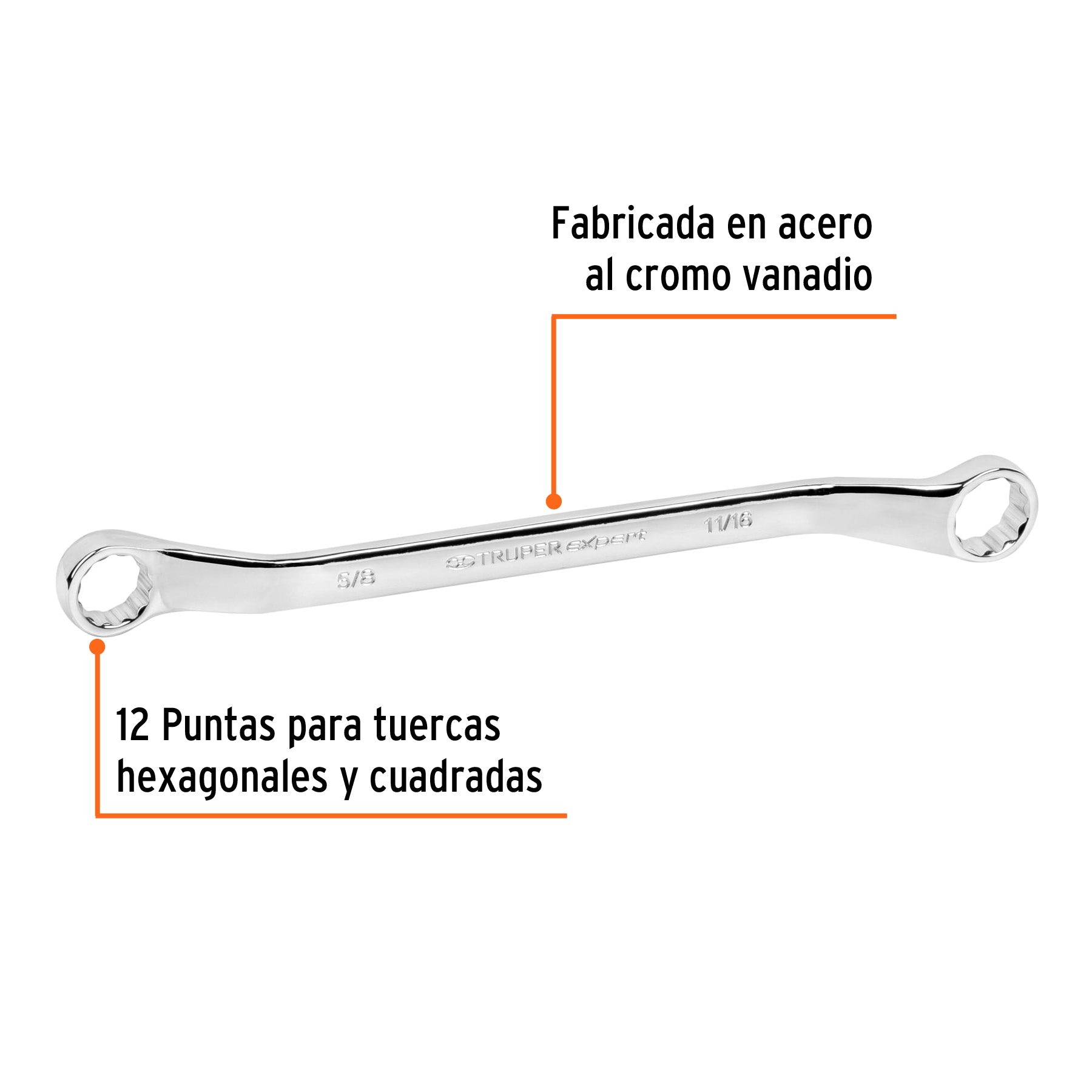Llave de estrías, 5/8 x 11/16" x 236 mm