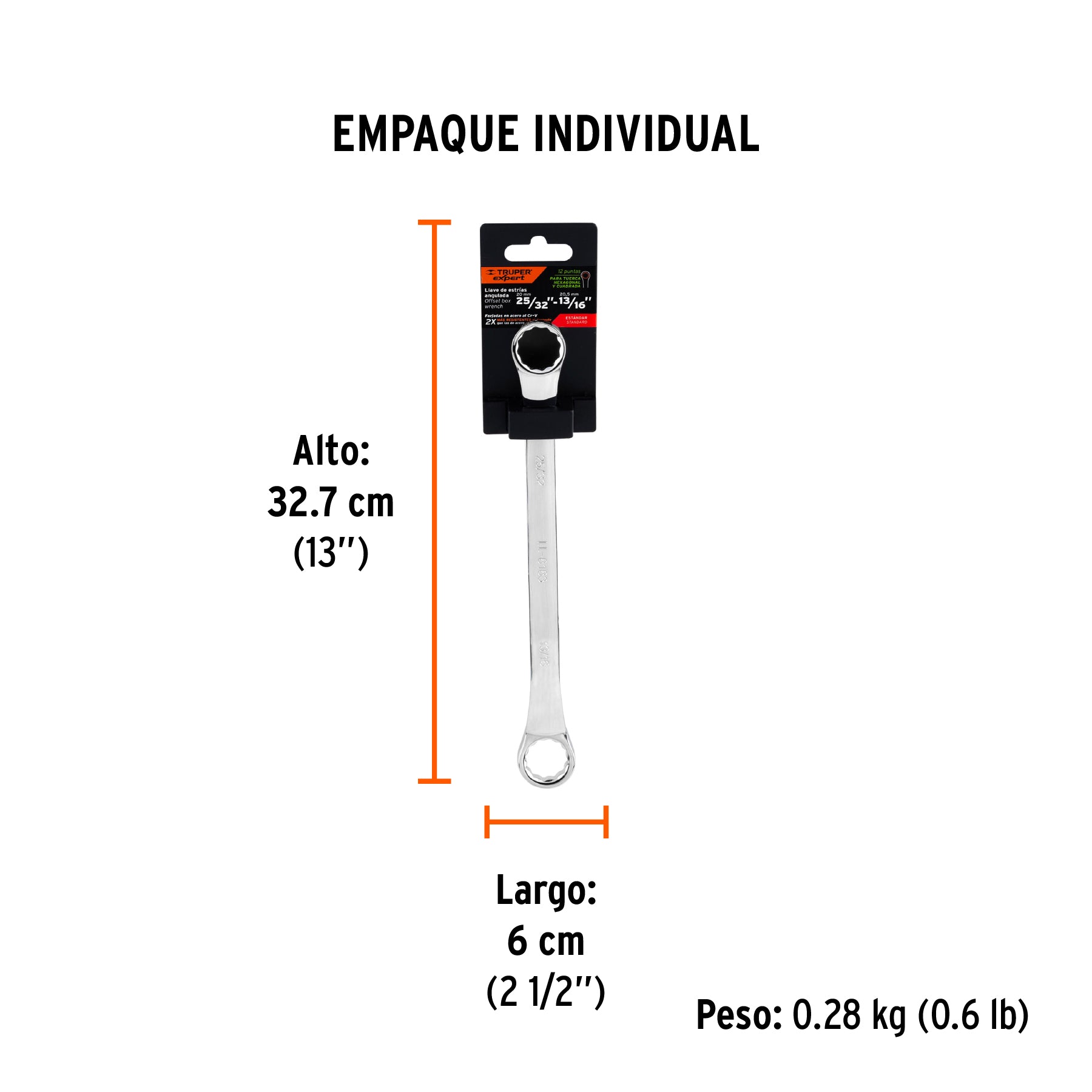 Llave de estrías, 25/32 x 13/16" x 291mm