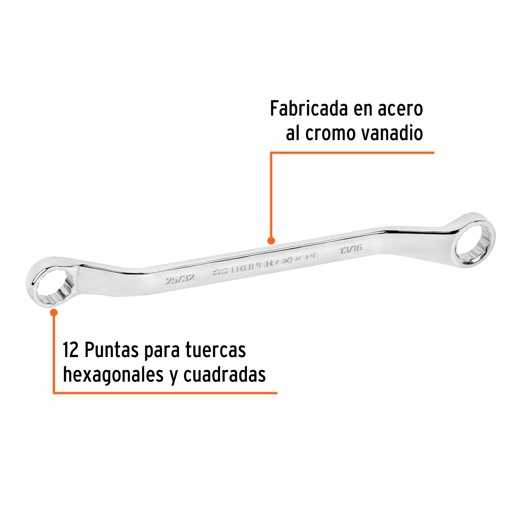 Llave de estrías, 25/32 x 13/16" x 291mm