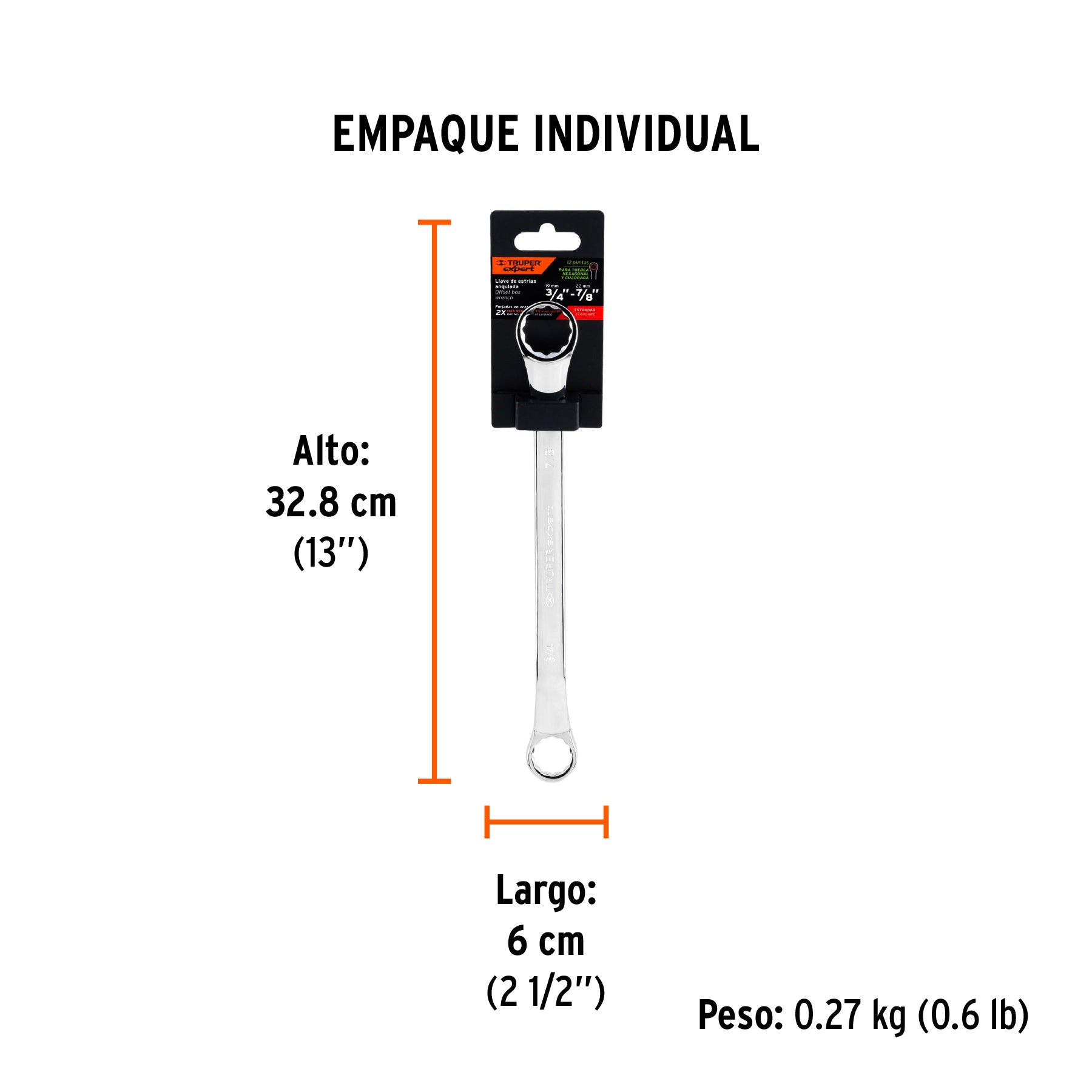 Llave de estrías, 3/4 x 7/8" x 291mm