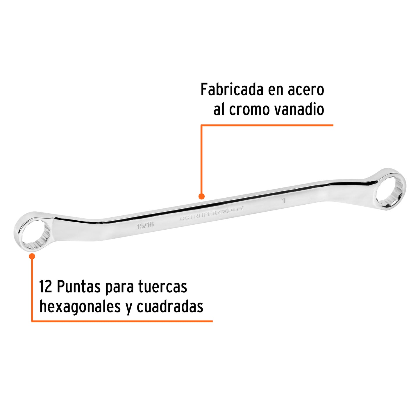 Llave de estrías, 15/16 x 1" x 361 mm