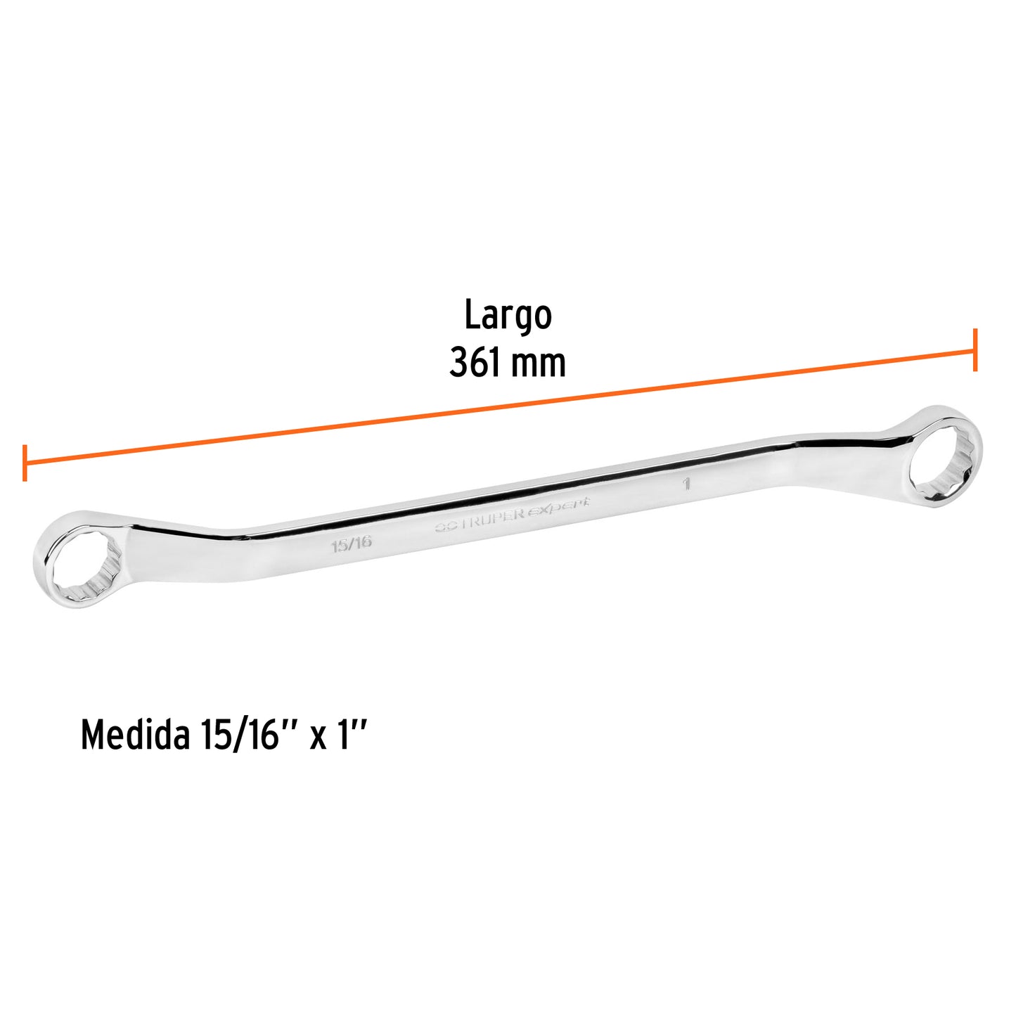 Llave de estrías, 15/16 x 1" x 361 mm